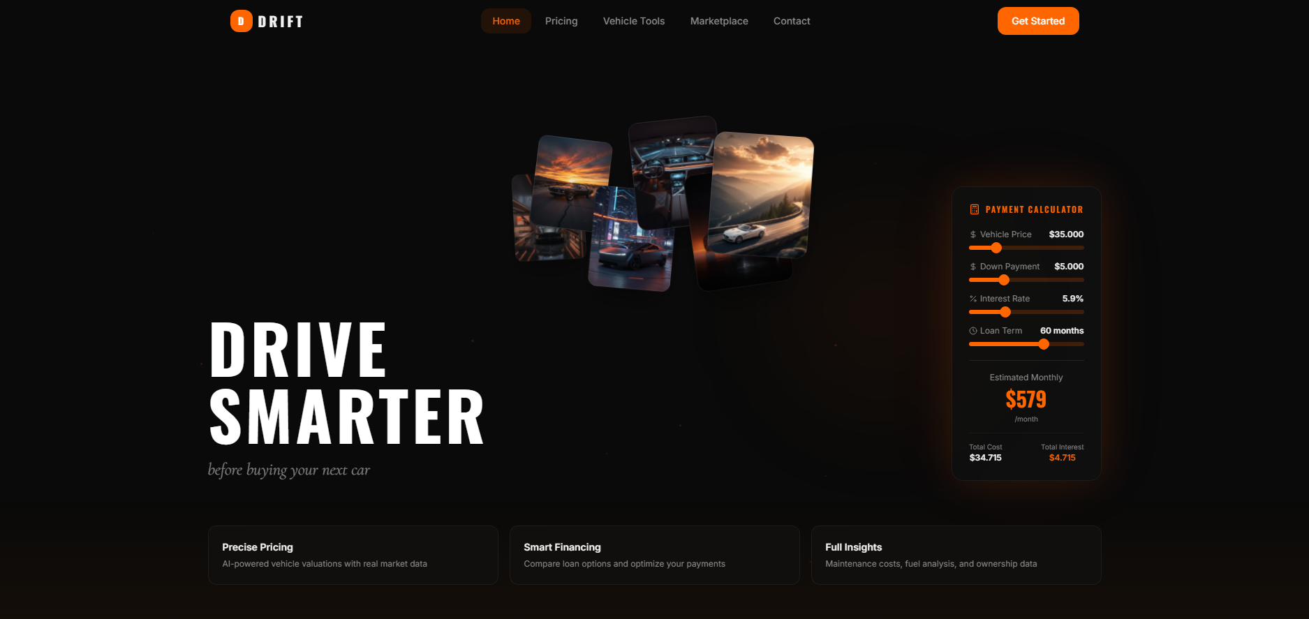 Drift — AI Car Marketplace & Pricing template preview