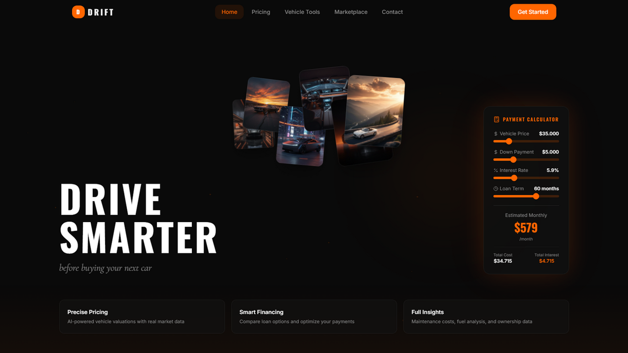 Drift — AI Car Marketplace & Pricing template preview