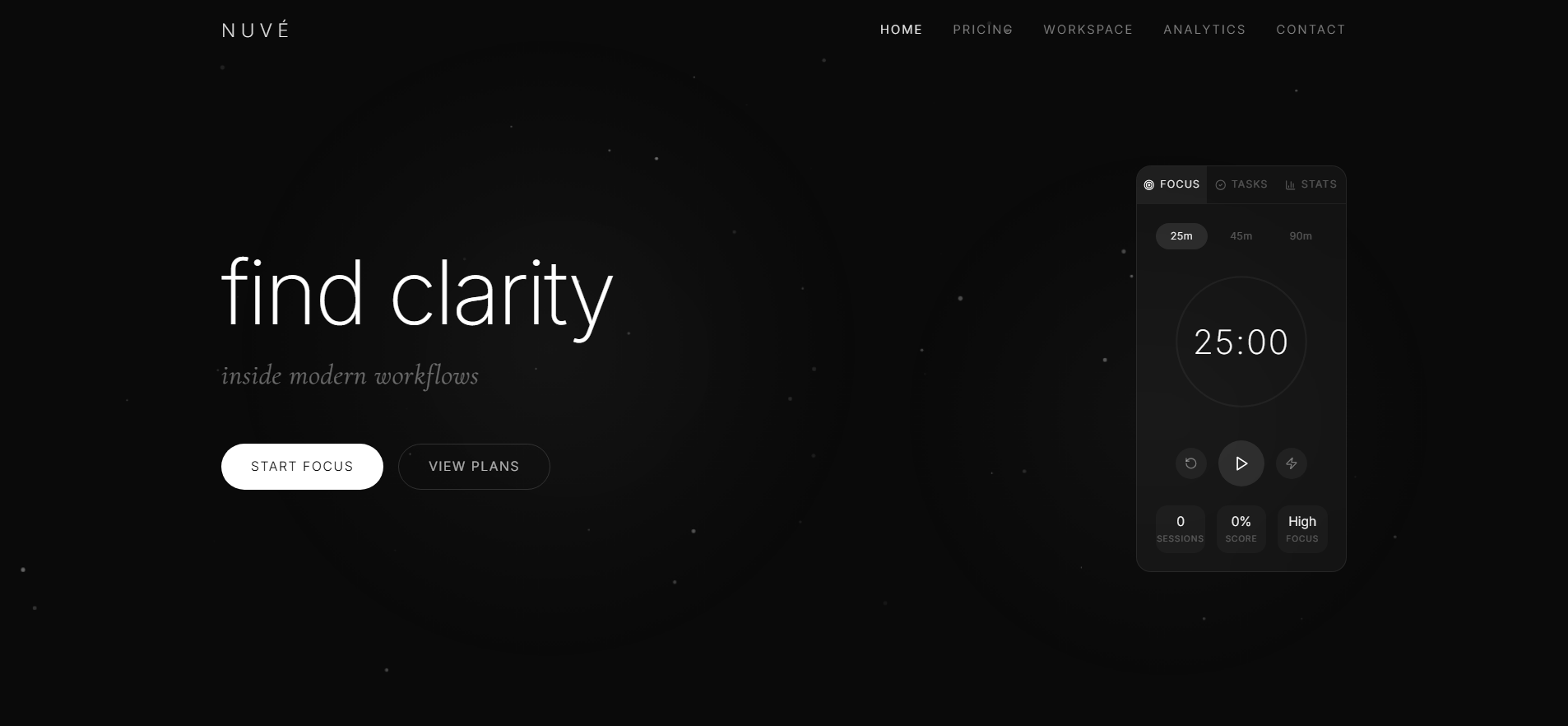 Nuvé — Minimal AI Workspace & Focus template preview