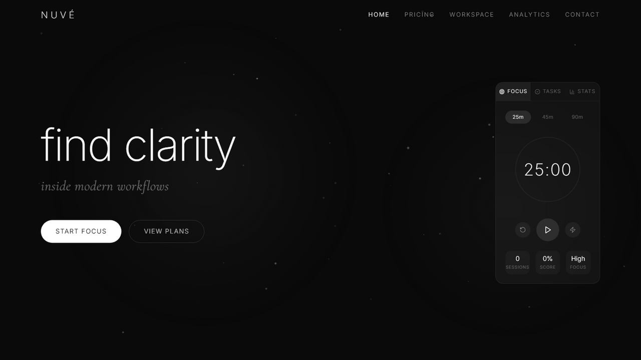 Nuvé — Minimal AI Workspace & Focus template preview