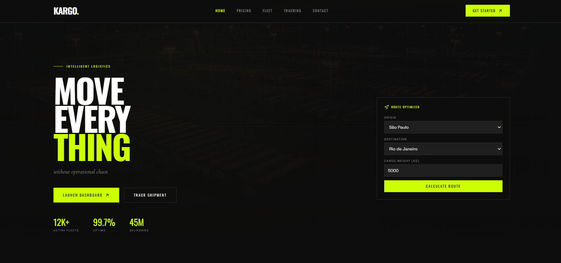 Kargo — AI Logistics & Fleet Control template preview