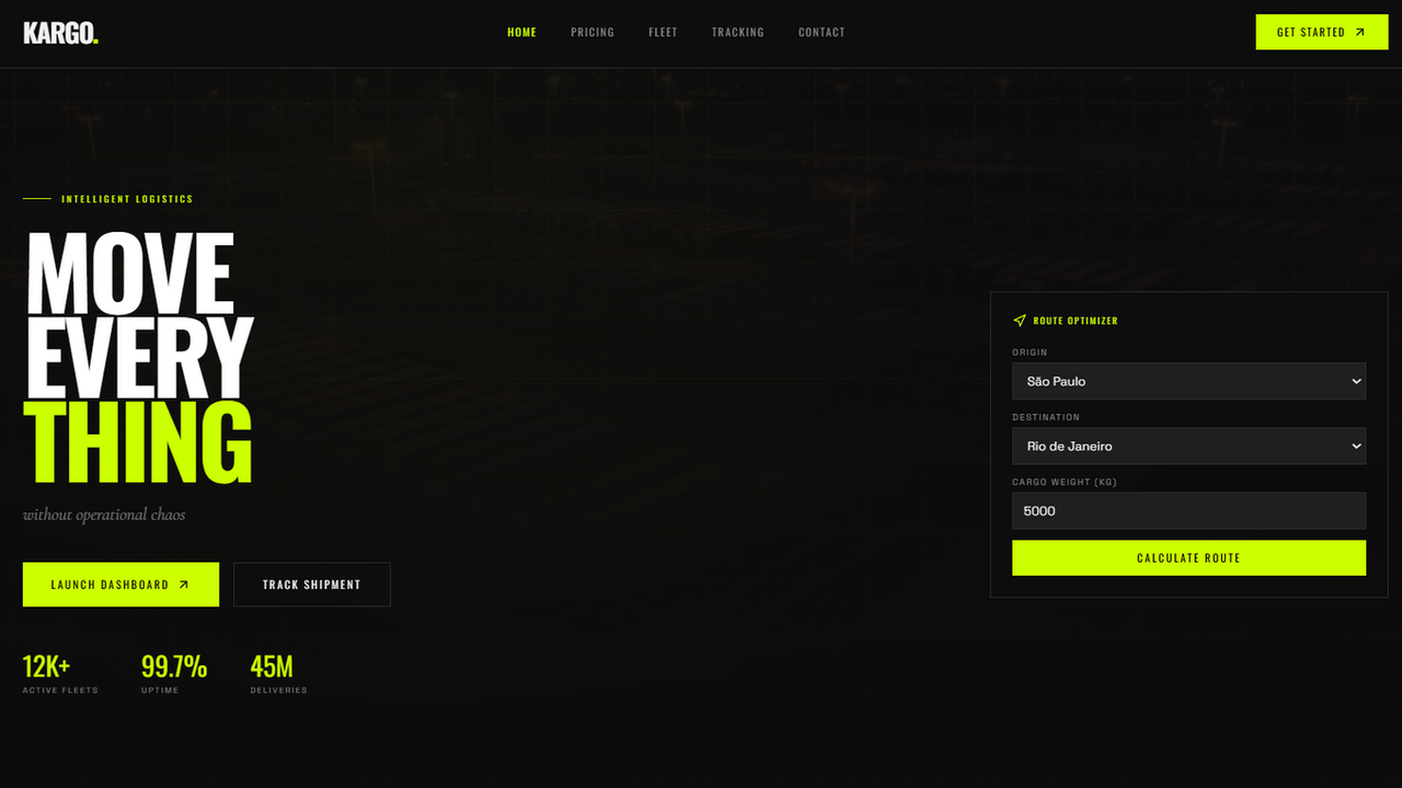 Kargo — AI Logistics & Fleet Control template preview