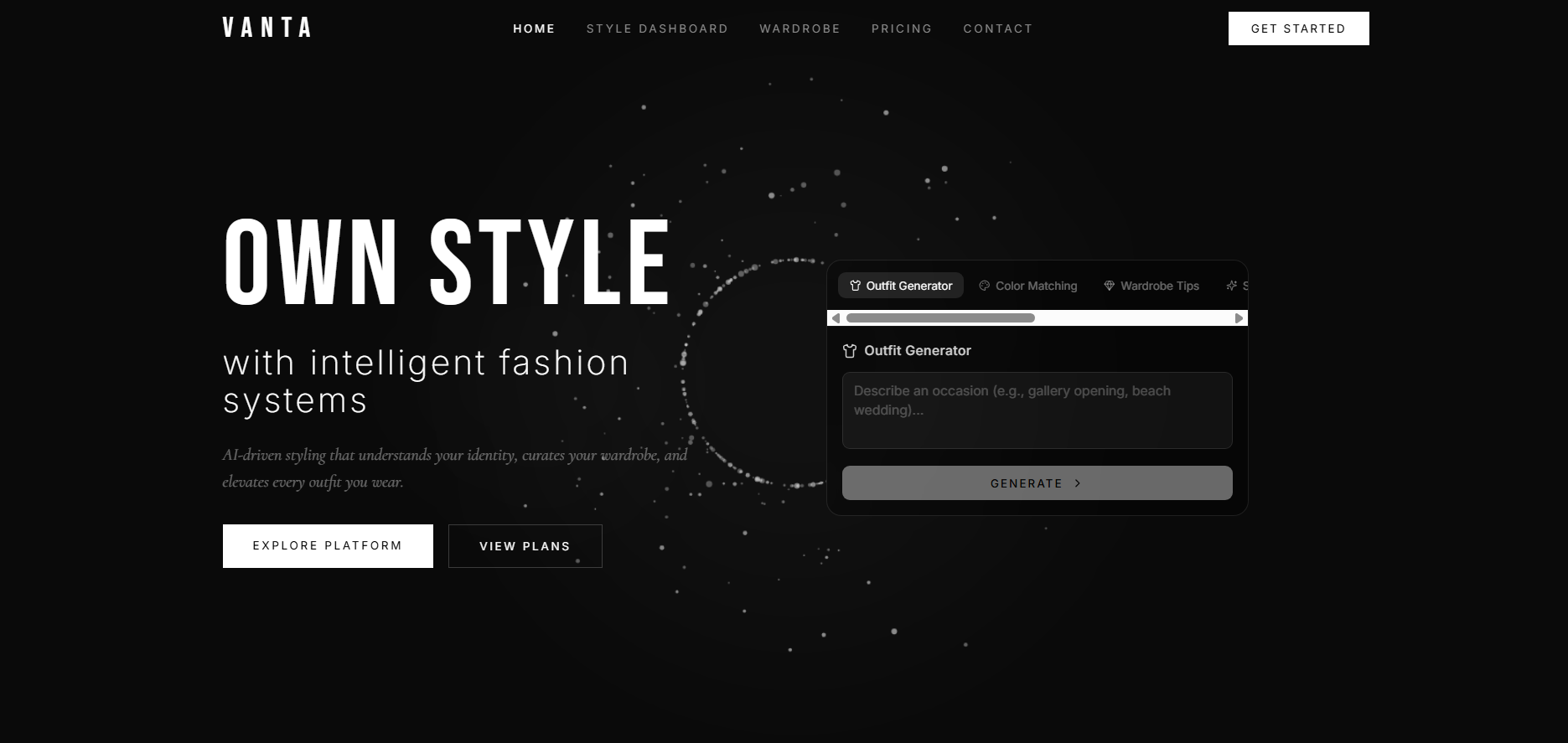 Vanta — AI Fashion & Outfit Intelligence template preview