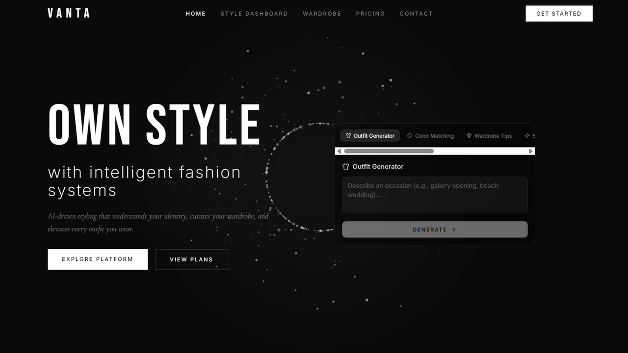 Vanta — AI Fashion & Outfit Intelligence template preview