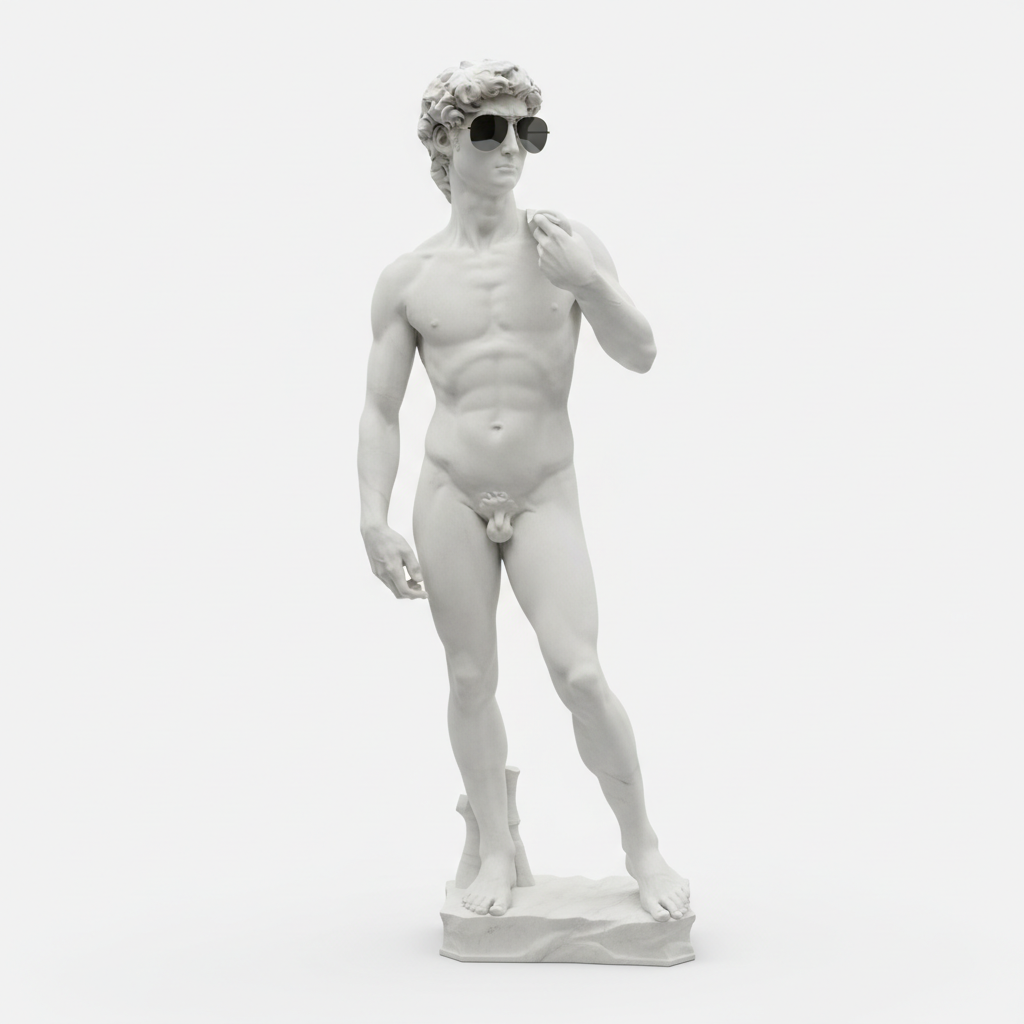 Estátua David de Michelangelo Pop Art com Óculos de Sol