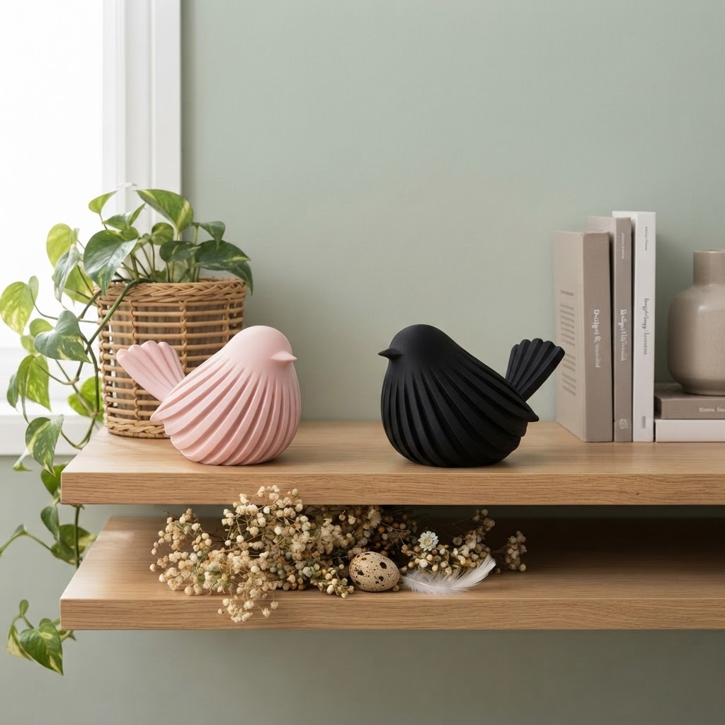 Passarinhos Decorativos 3D Par ou Unidade Enfeite Minimalista Escandinavo Para Sala Rack E Prateleira