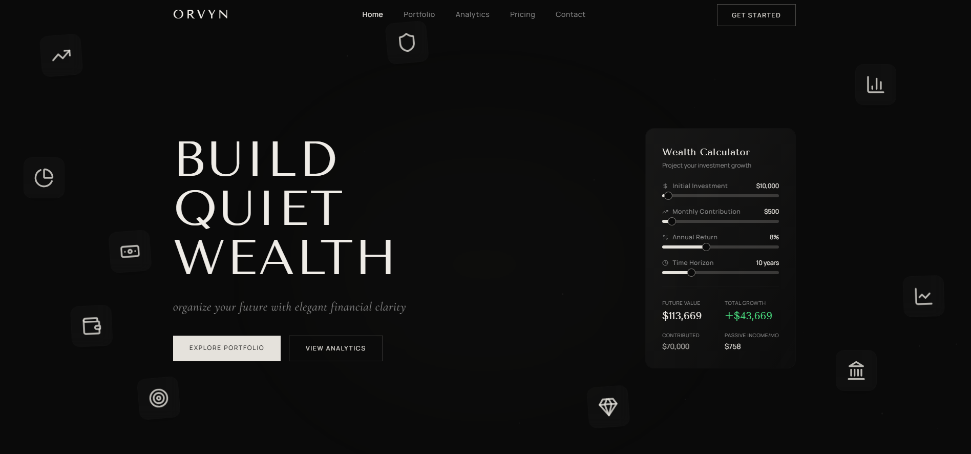 Orvyn — Luxury Finance & Wealth Planning template preview