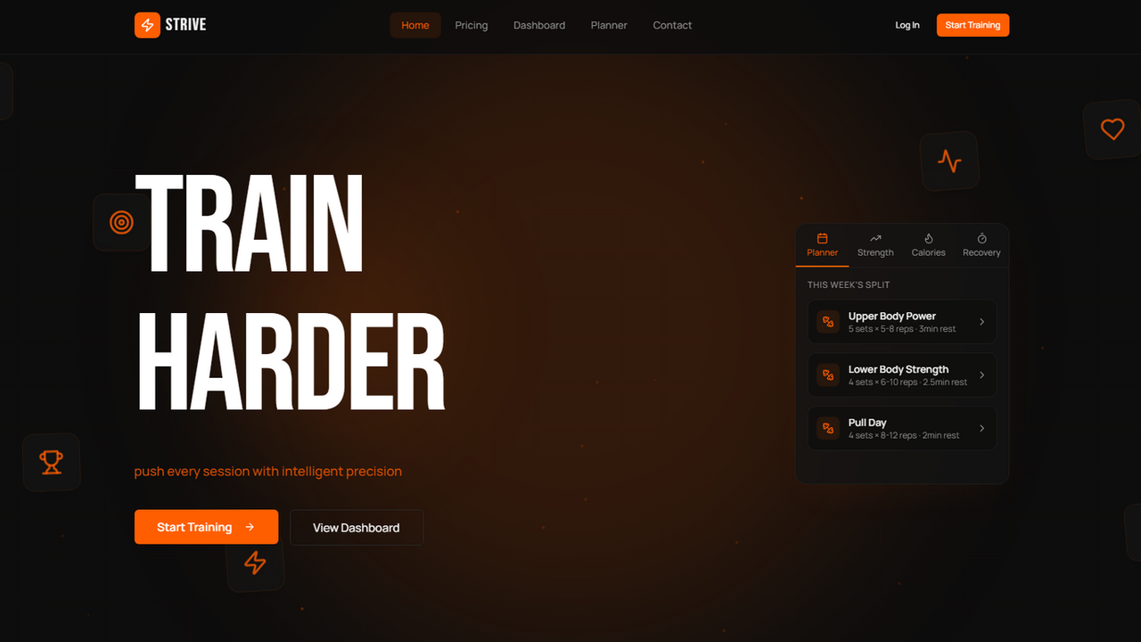 Strive — AI Fitness & Performance Coaching template preview