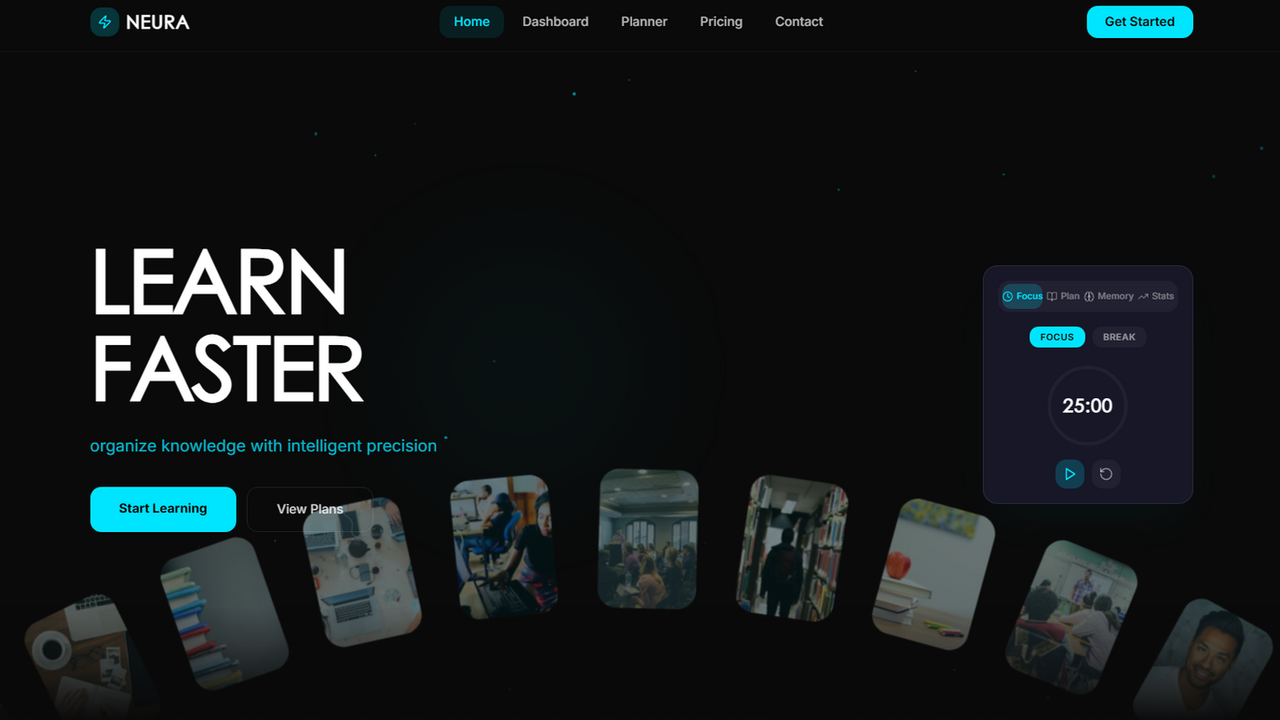 Neura — AI Learning & Study Optimization template preview
