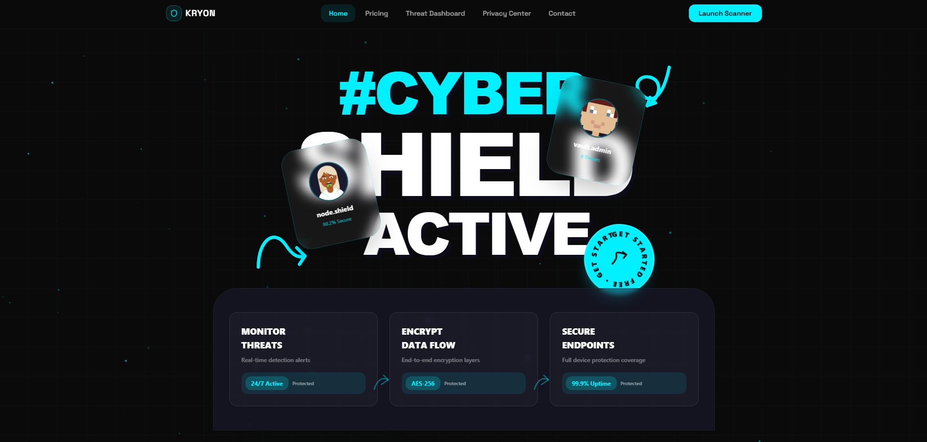 Kryon — AI Cybersecurity & Privacy Monitoring template preview