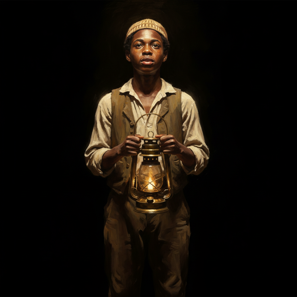 Young actor with lantern