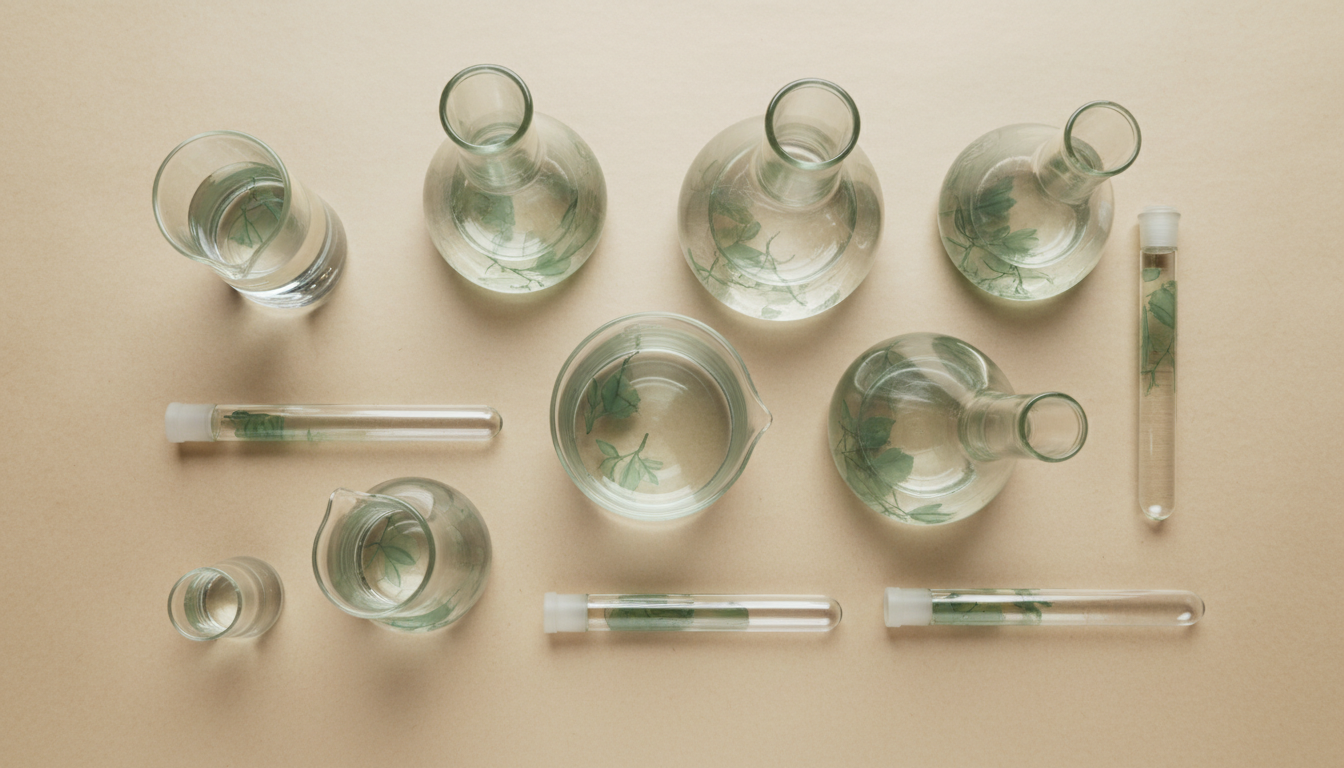 Laboratory glassware with botanical extracts