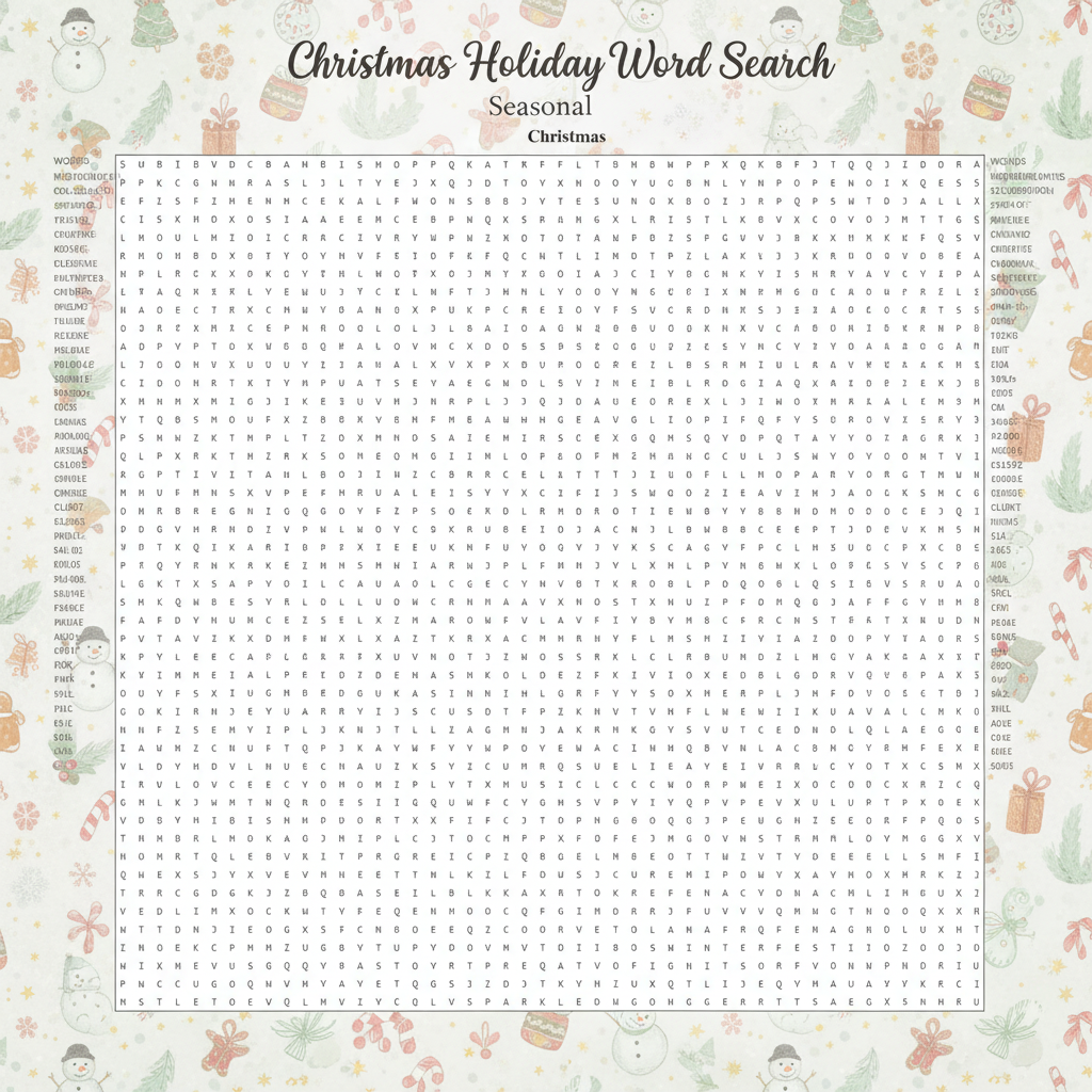 Christmas Holiday Word Search
