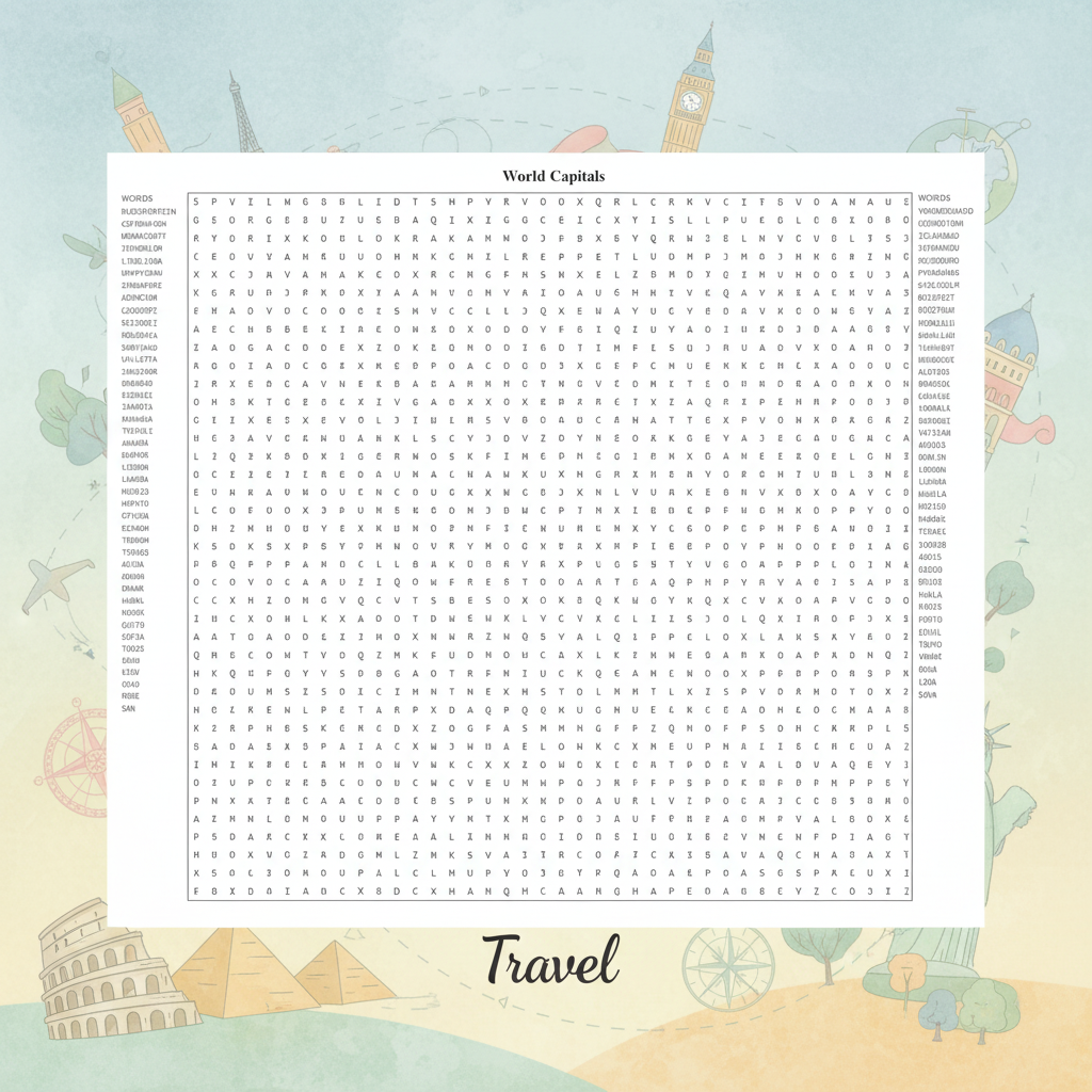 World Capitals Word Search