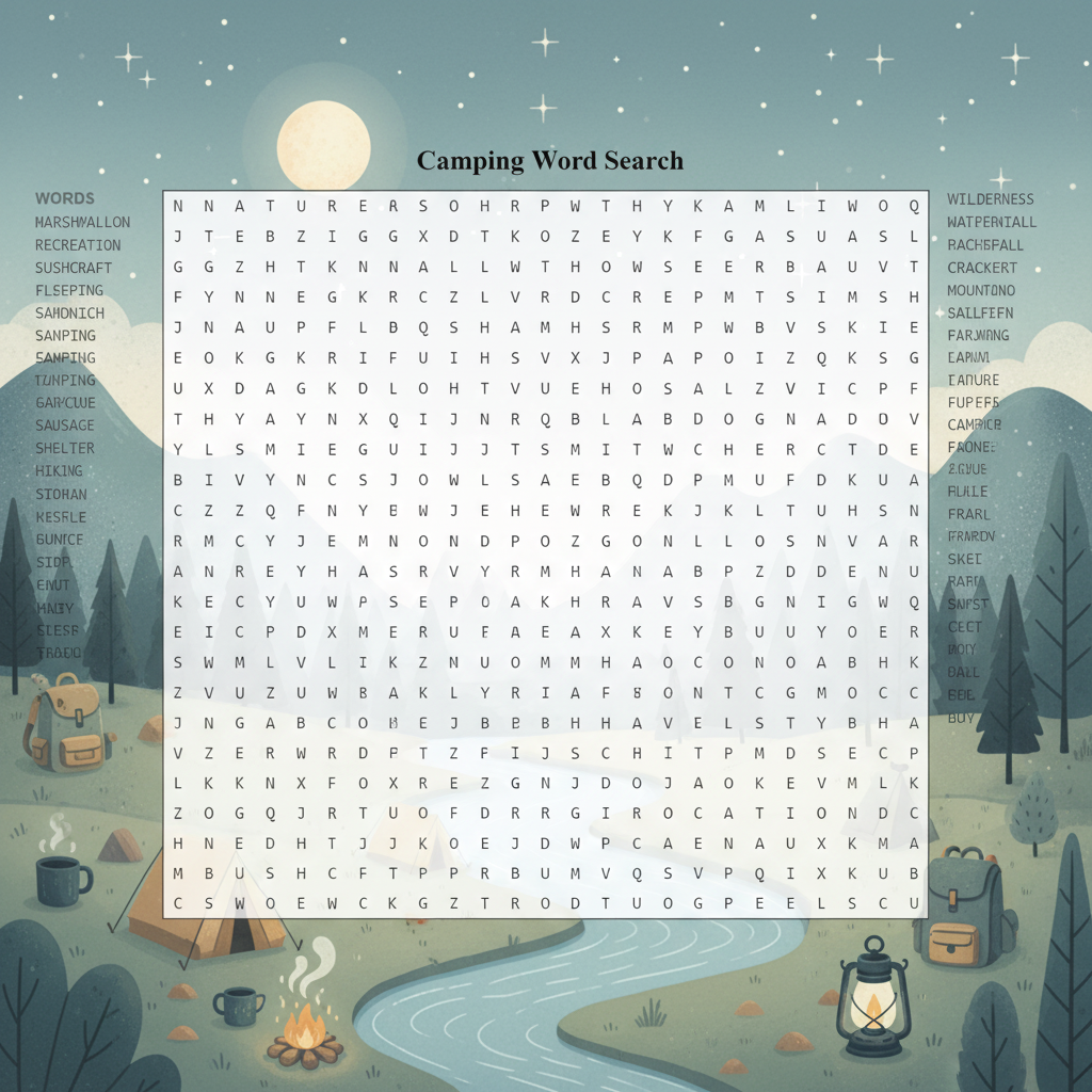 Camping Word Search