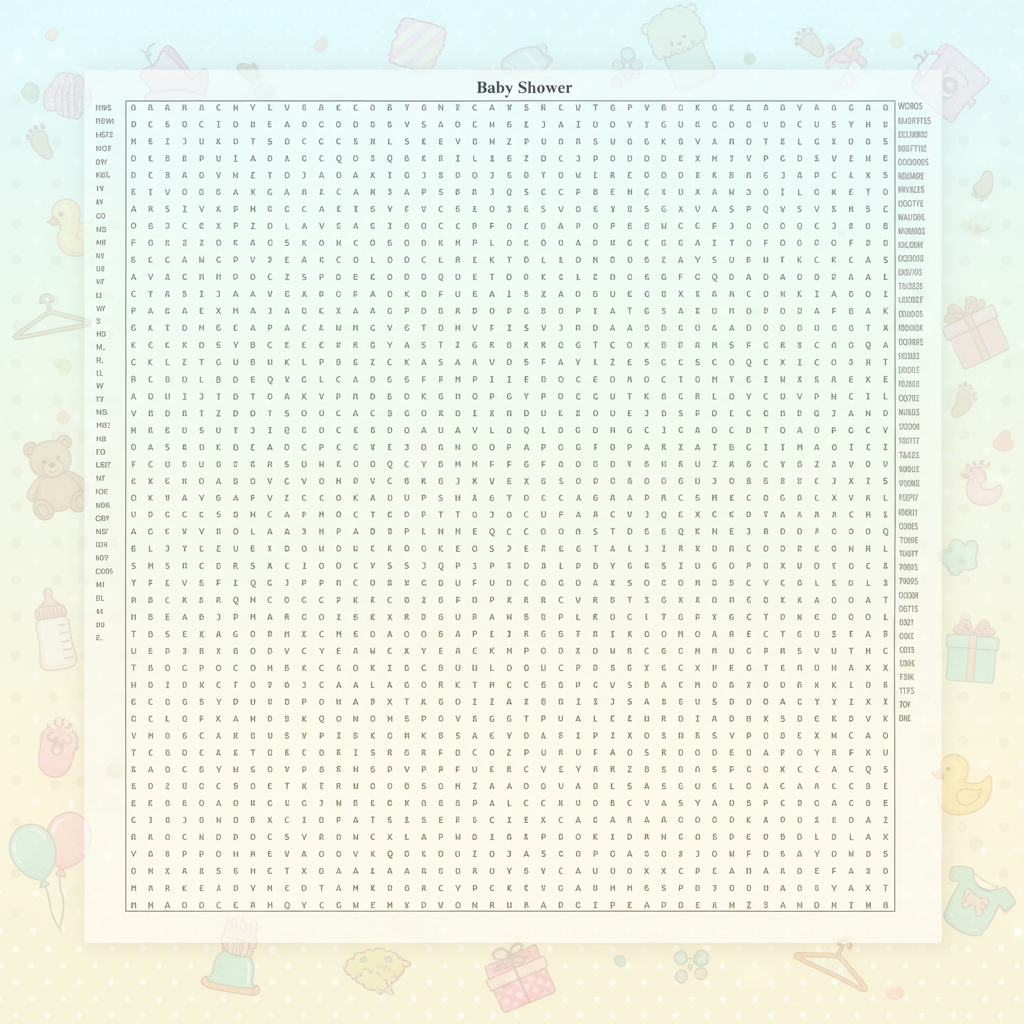 Baby Shower Word Search