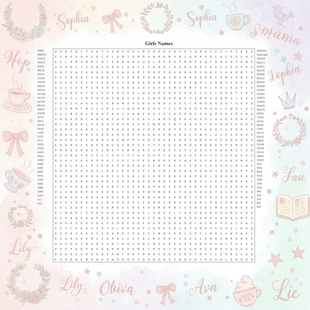 Girls Names Word Search