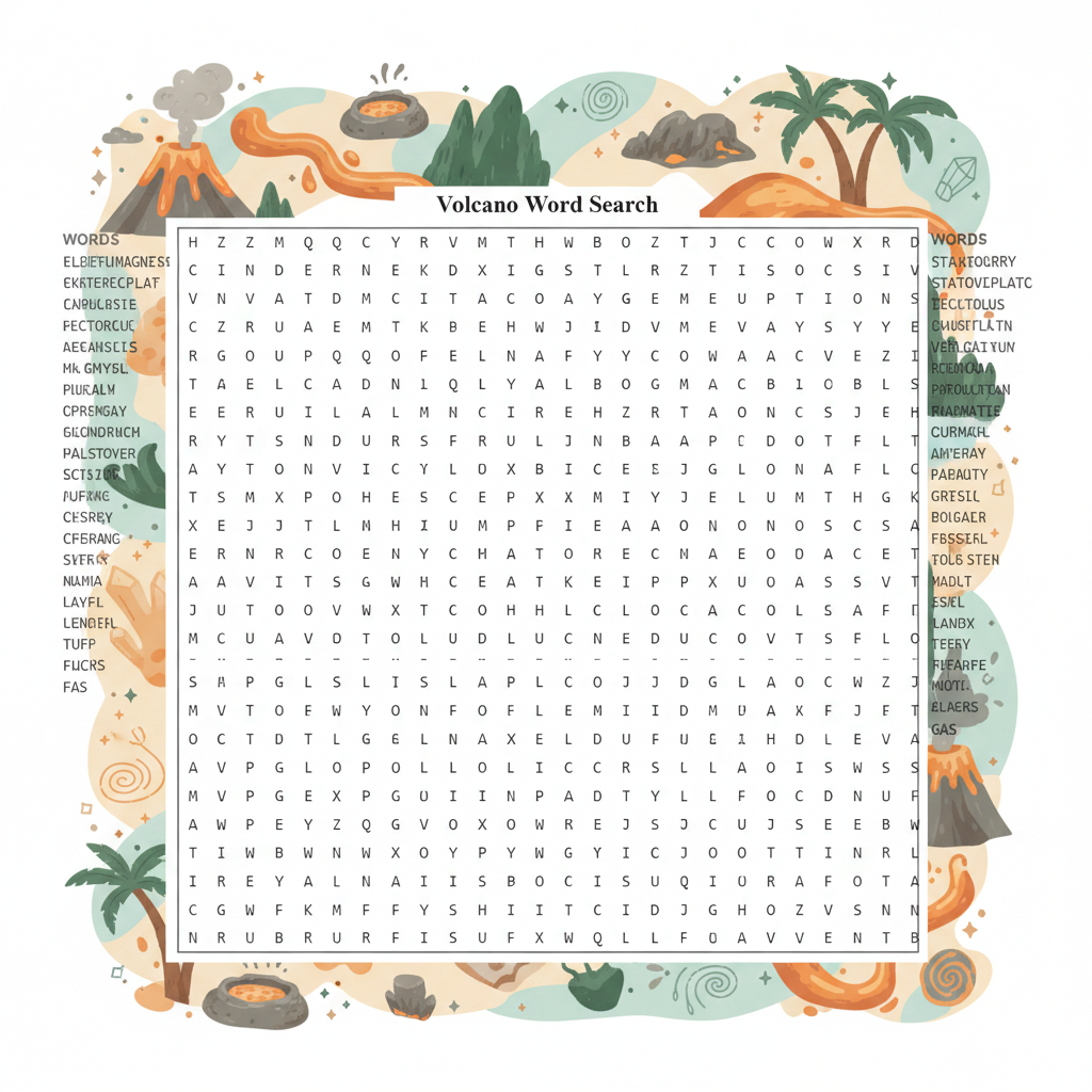 Volcano Word Search