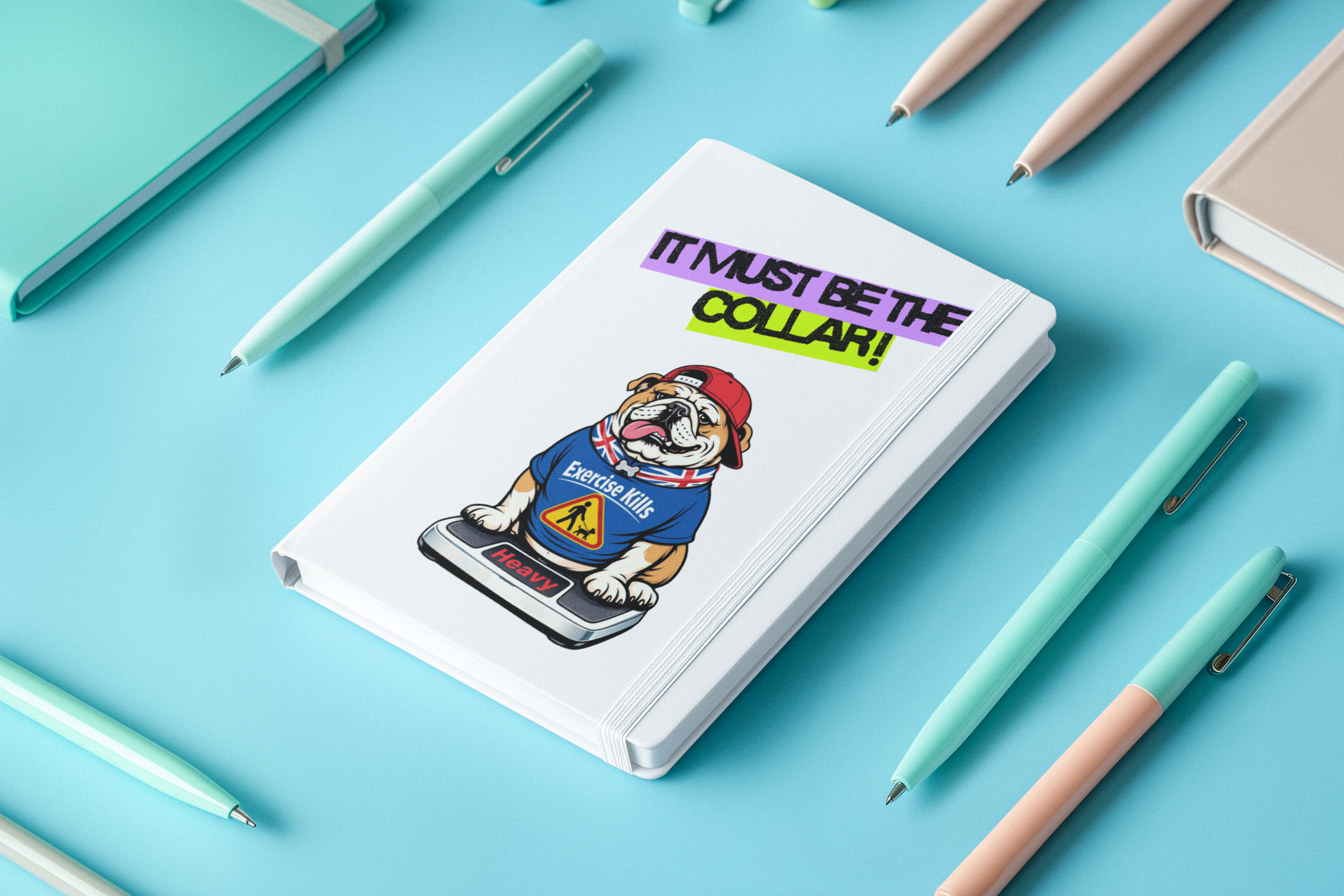It Must Be the Collar - British Bulldog | A5 Blank Ruled Notebook