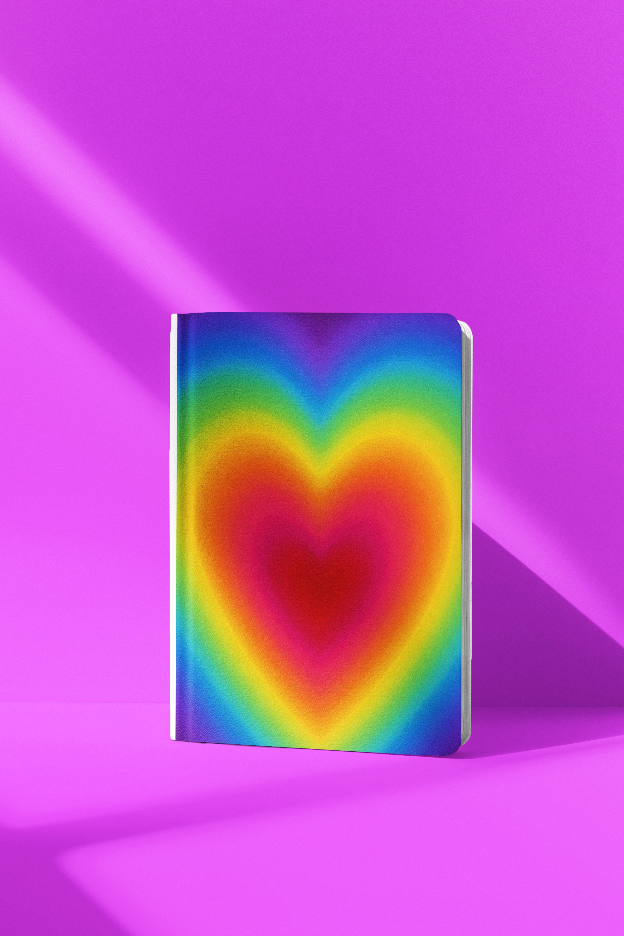Rainbow Heart Blank Ruled A5 Notebook