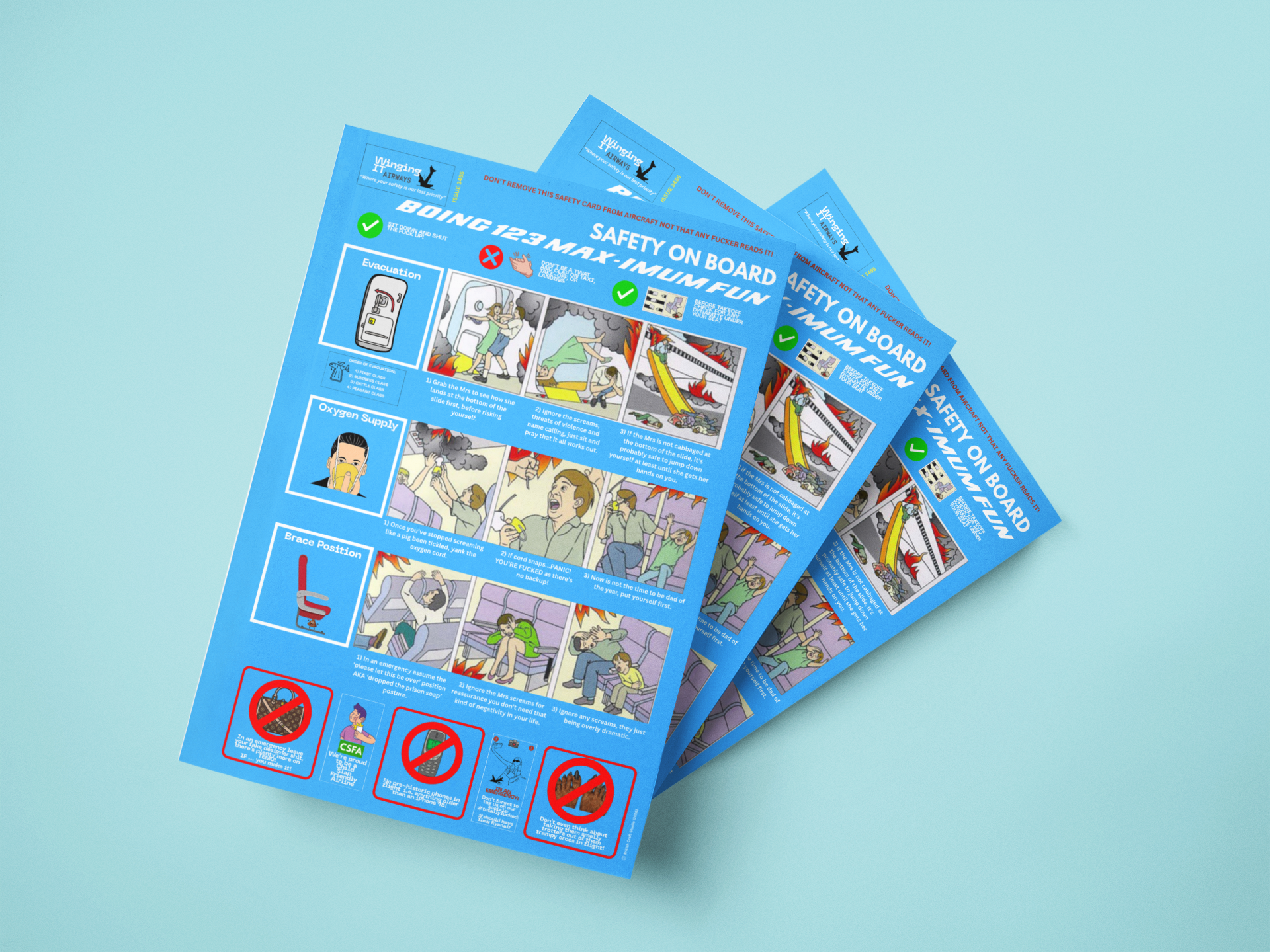 Hilarious Airline Safety Card Blank Ruled  Notebook | A5