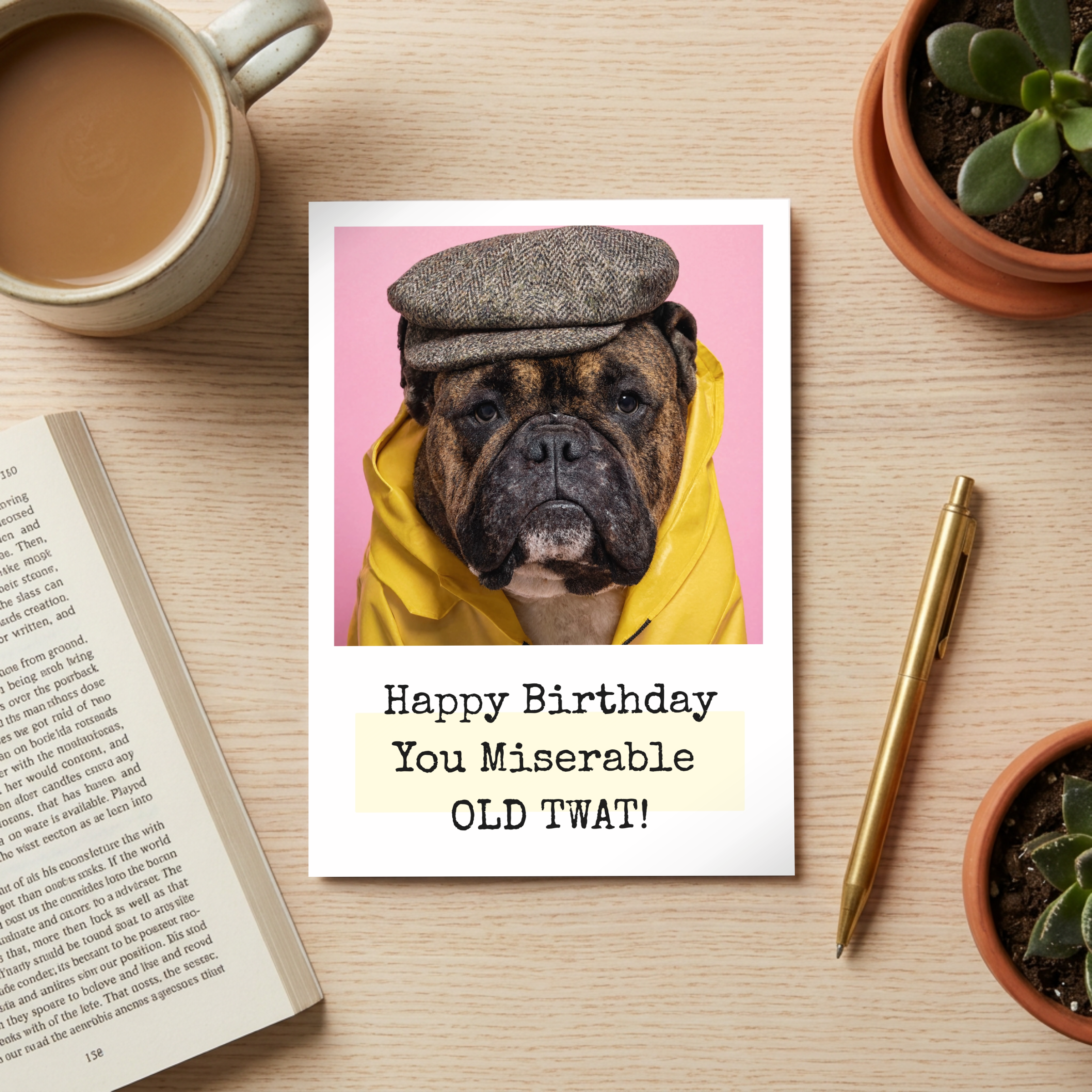 Miserable Bulldog | A5 Birthday Card 