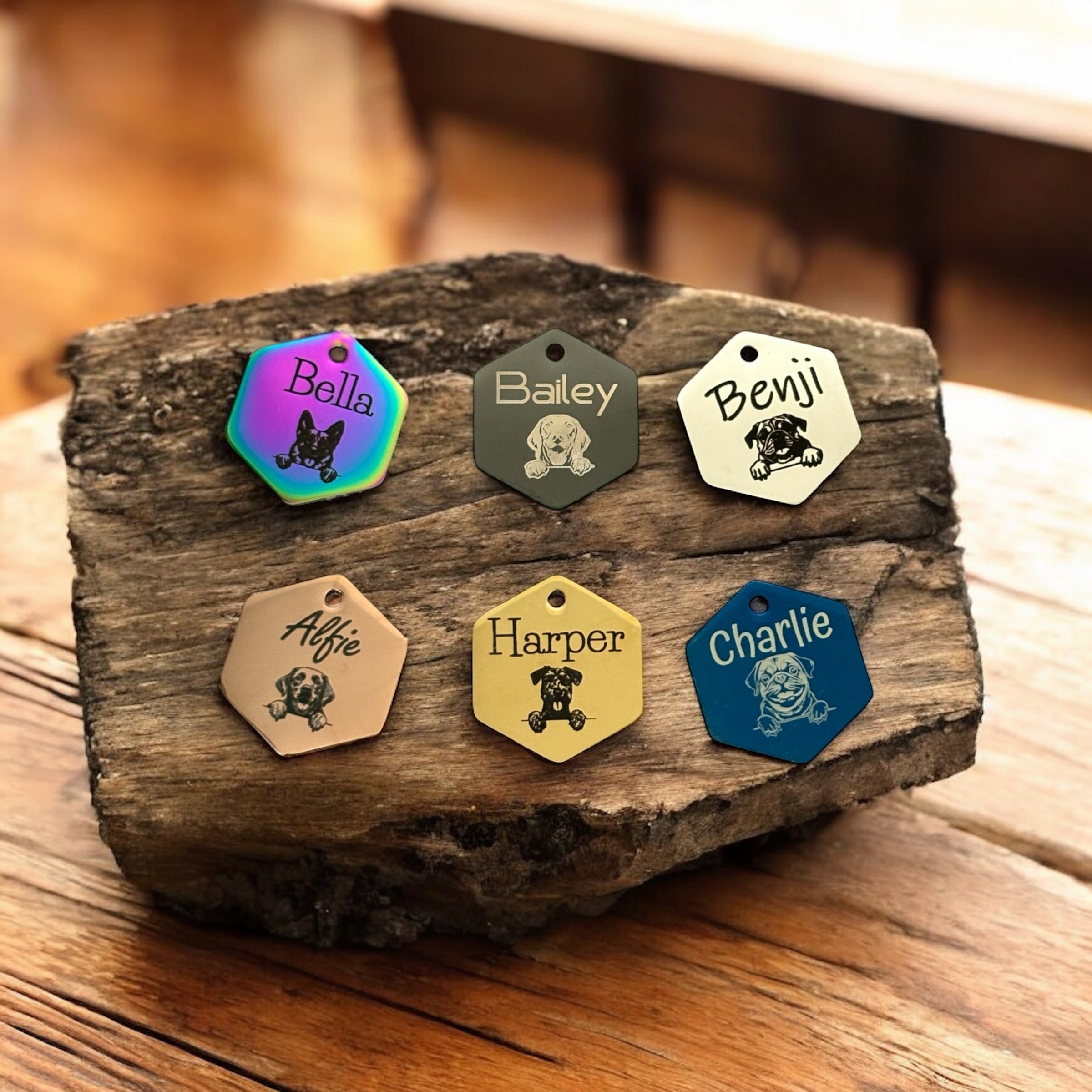 Hexagonal Stainless Steel Pet ID Tag 