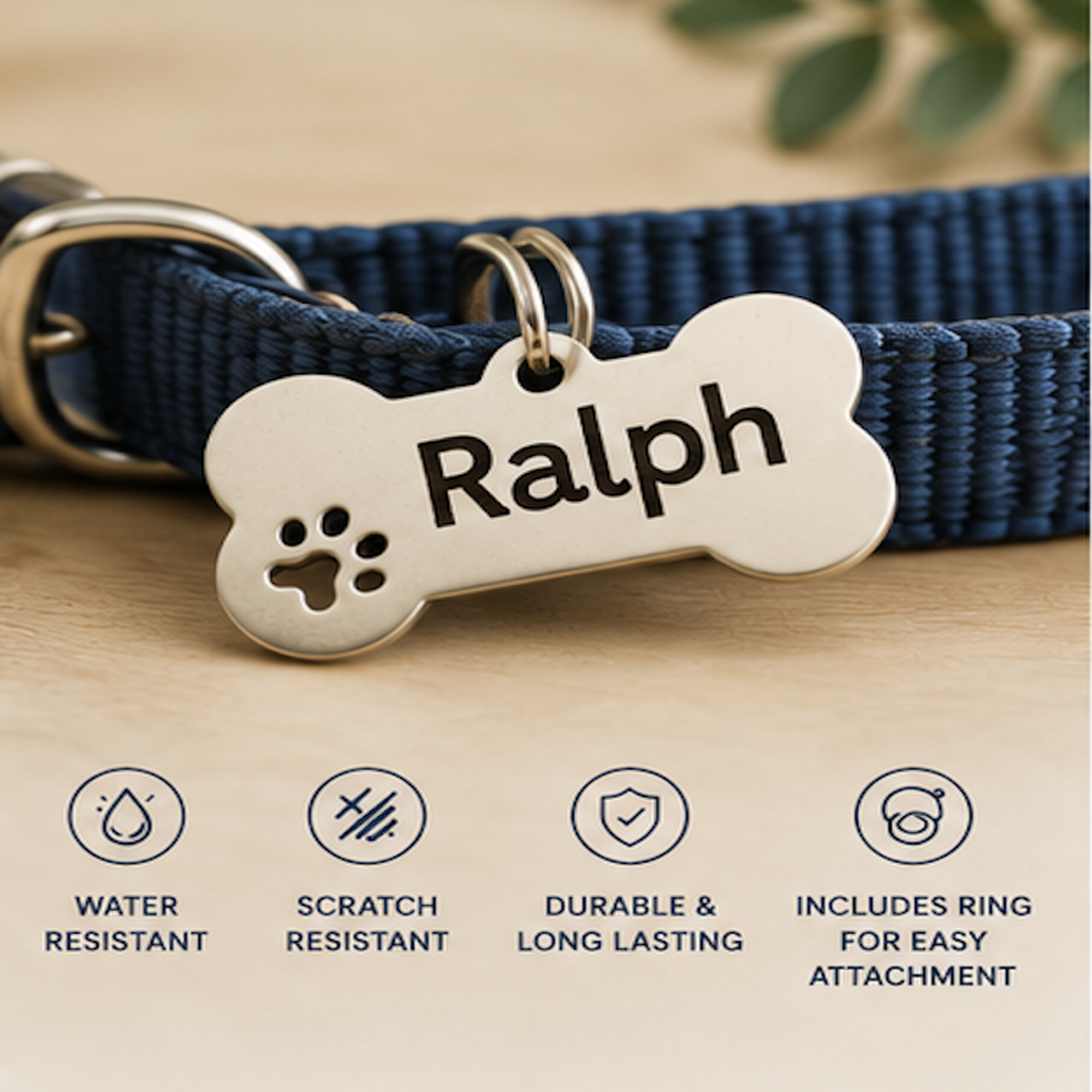 Bone Shaped Personalised Pet ID Tag - Stainless Steel