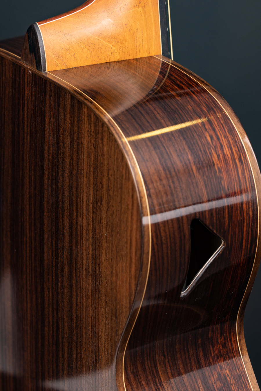 French-polished acoustic guitar back and side by Alis Guitars