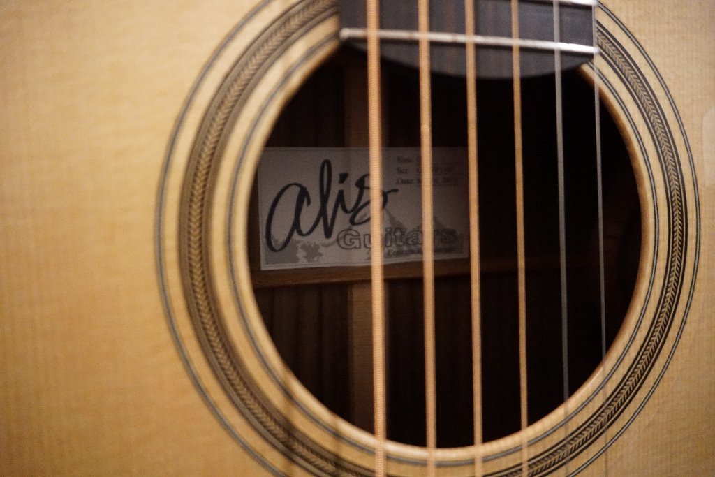 Soundhole rosette detail on a handbuilt guitar