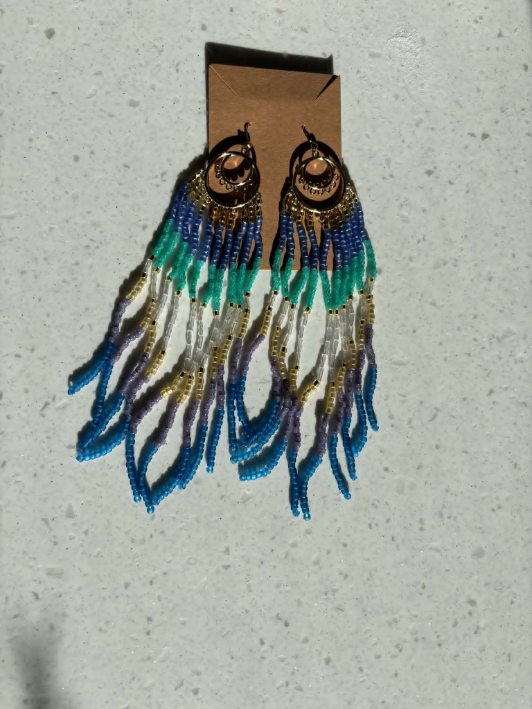 Haitian Beaded Earrings — Blue