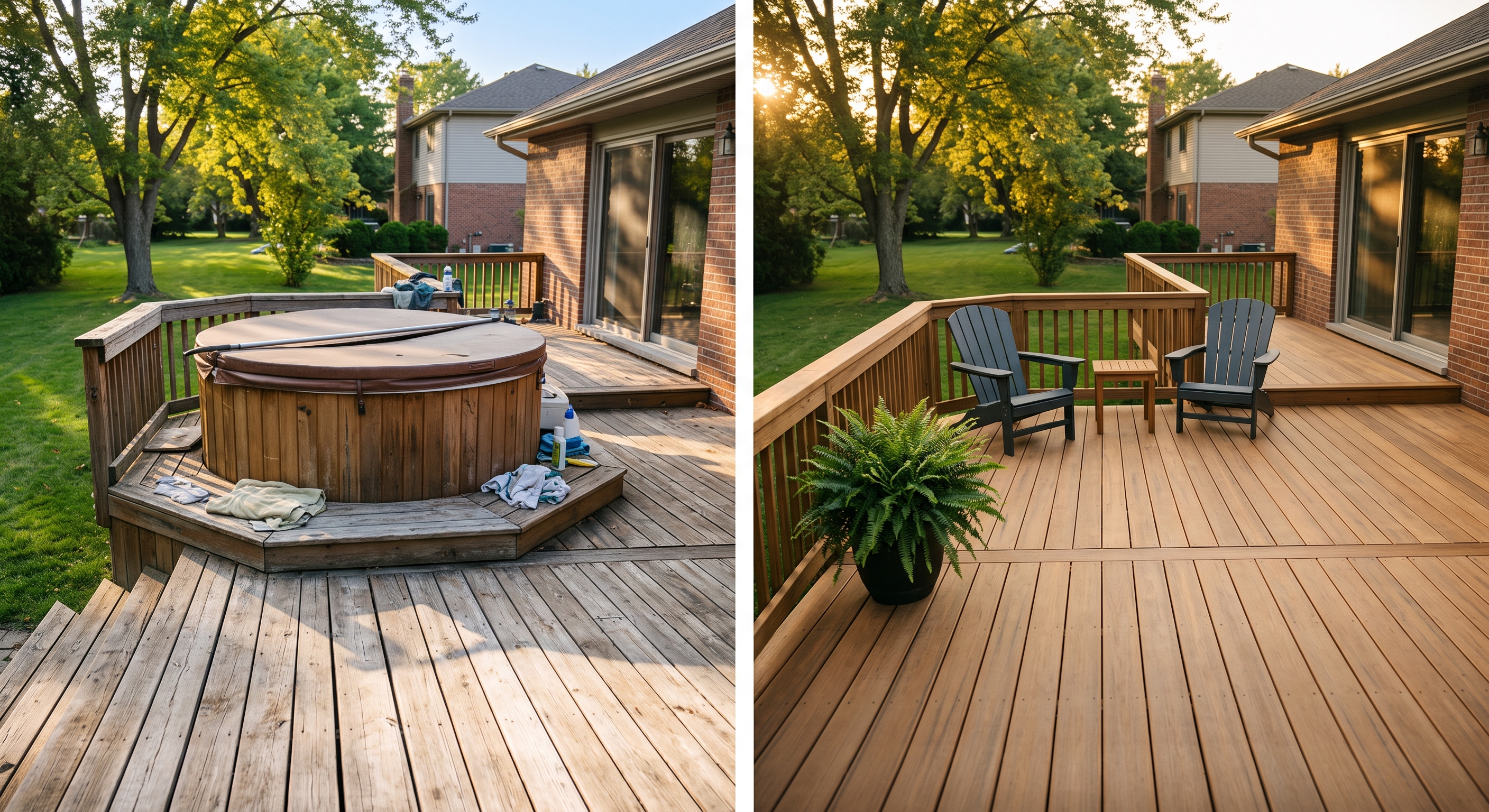 Jacuzzi removal and deck revamp — before and after