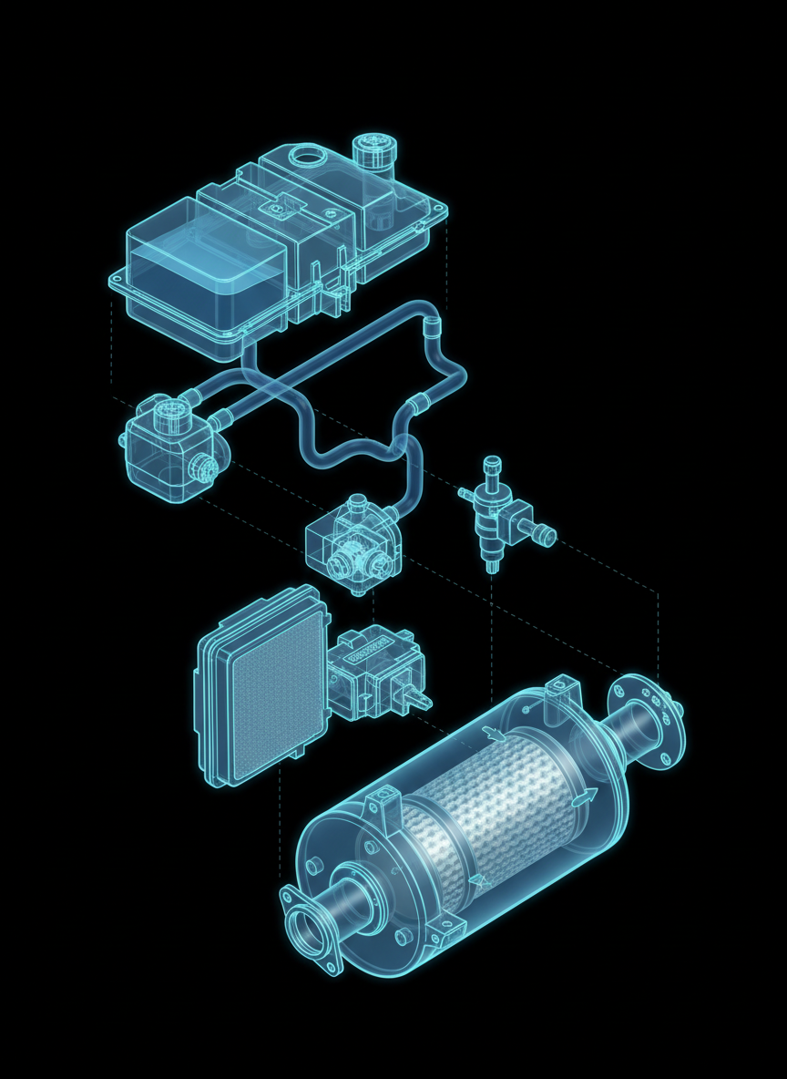 AdBlue urea injection system exploded view