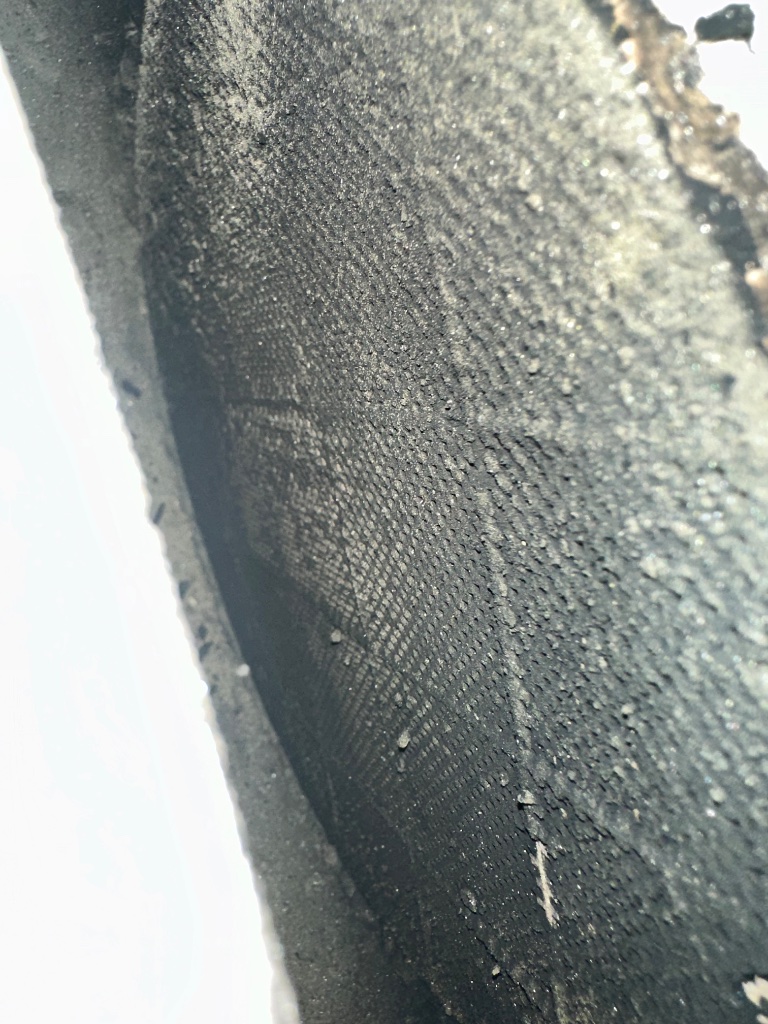 Close-up of cell matrix — channels fused shut by compacted particulate