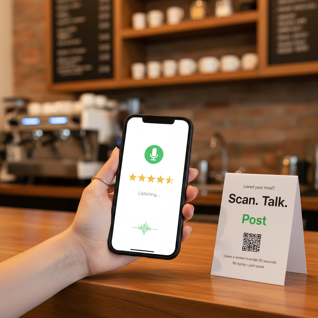 Customer scanning QR code at a cafe