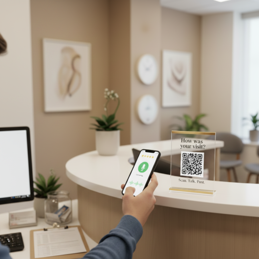 Customer at Medical Practices scanning QR code