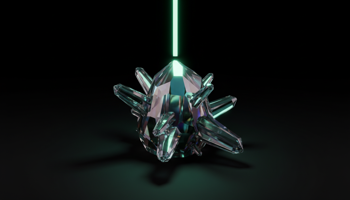 Illuminated crystalline structure representing asset discovery