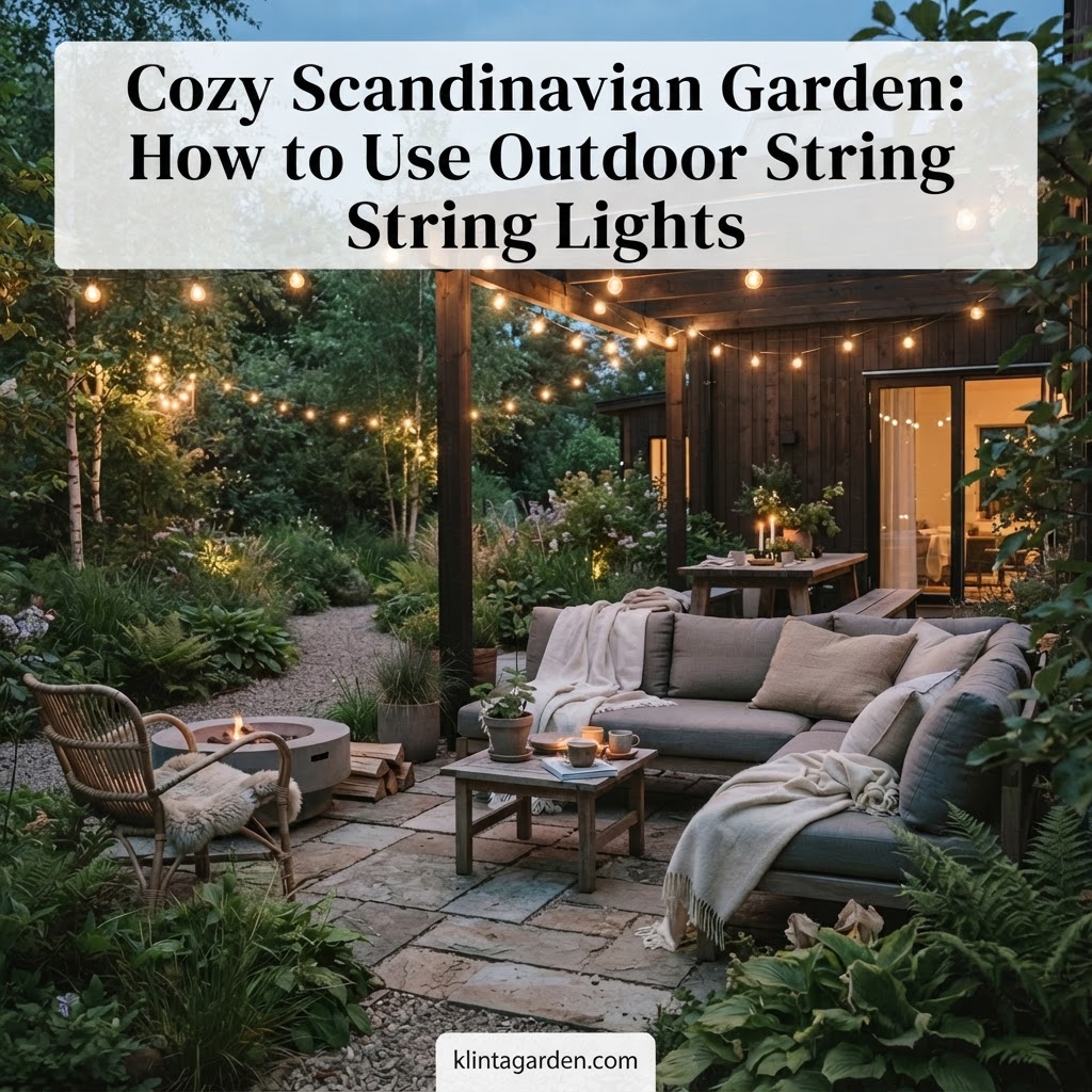 Cozy Scandinavian Garden: How to Use Outdoor String Lights