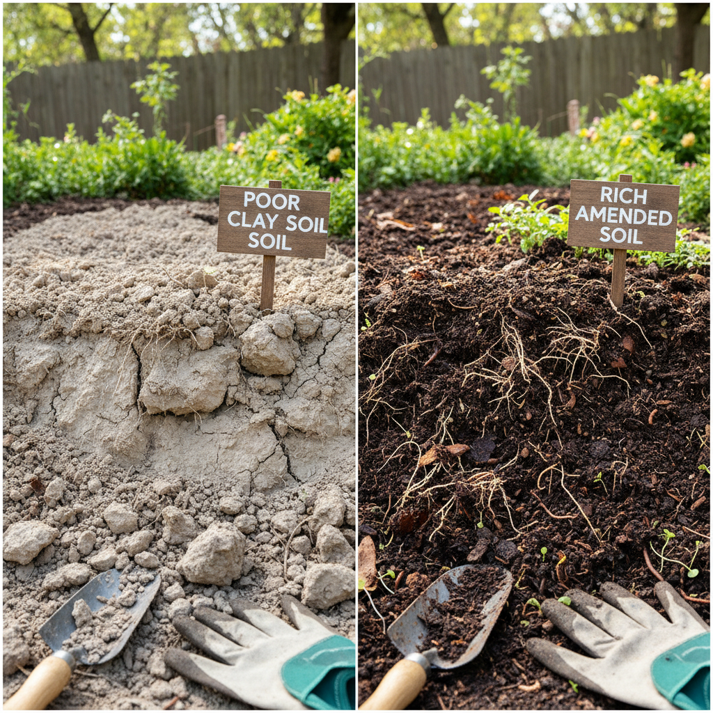 Comparison of poor compacted soil versus rich amended garden soil