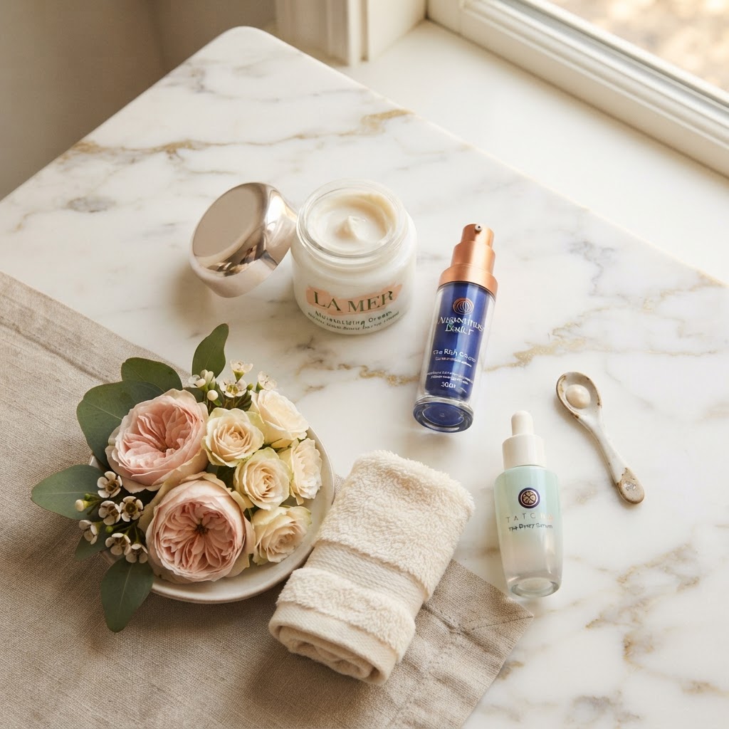 Luxury skincare flat lay with face cream and moisturizer — What Are Good Face Lotions? The Complete Guide for Every Skin Type