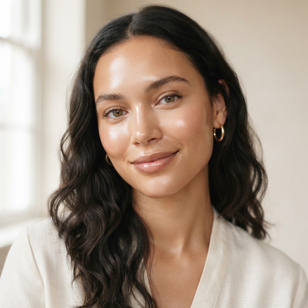 Glowing, nourished skin close-up portrait — Best Face Creams skincare results