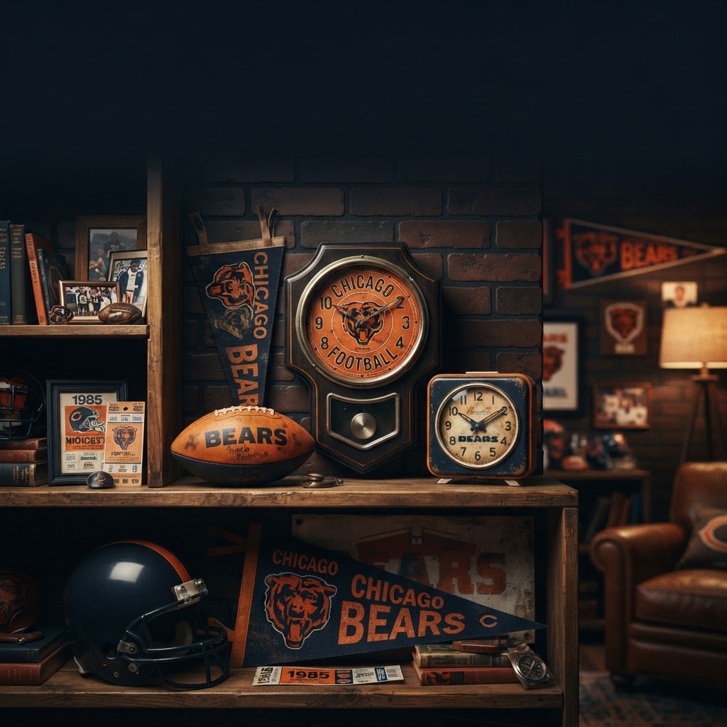 Level Up Your Chicago Bears Fan Cave with Vintage Clocks and Decor