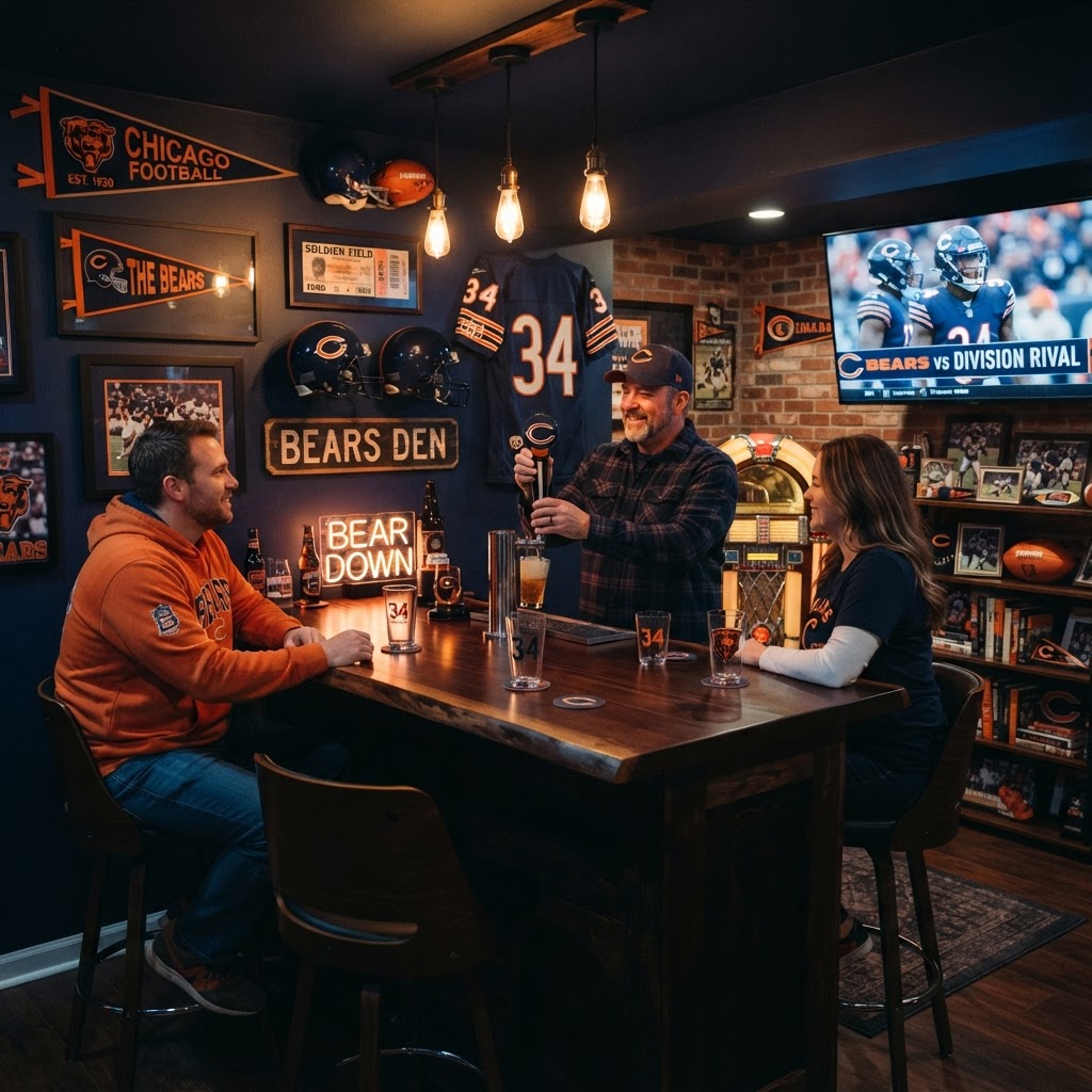 Gridiron Elegance: Crafting the Ultimate Chicago Bears Home Bar Experience
