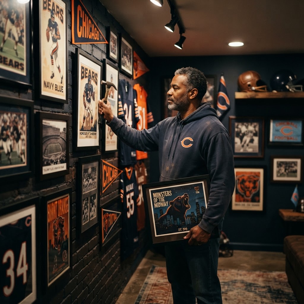 How to Create the Ultimate Chicago Bears Fan Cave Art Gallery