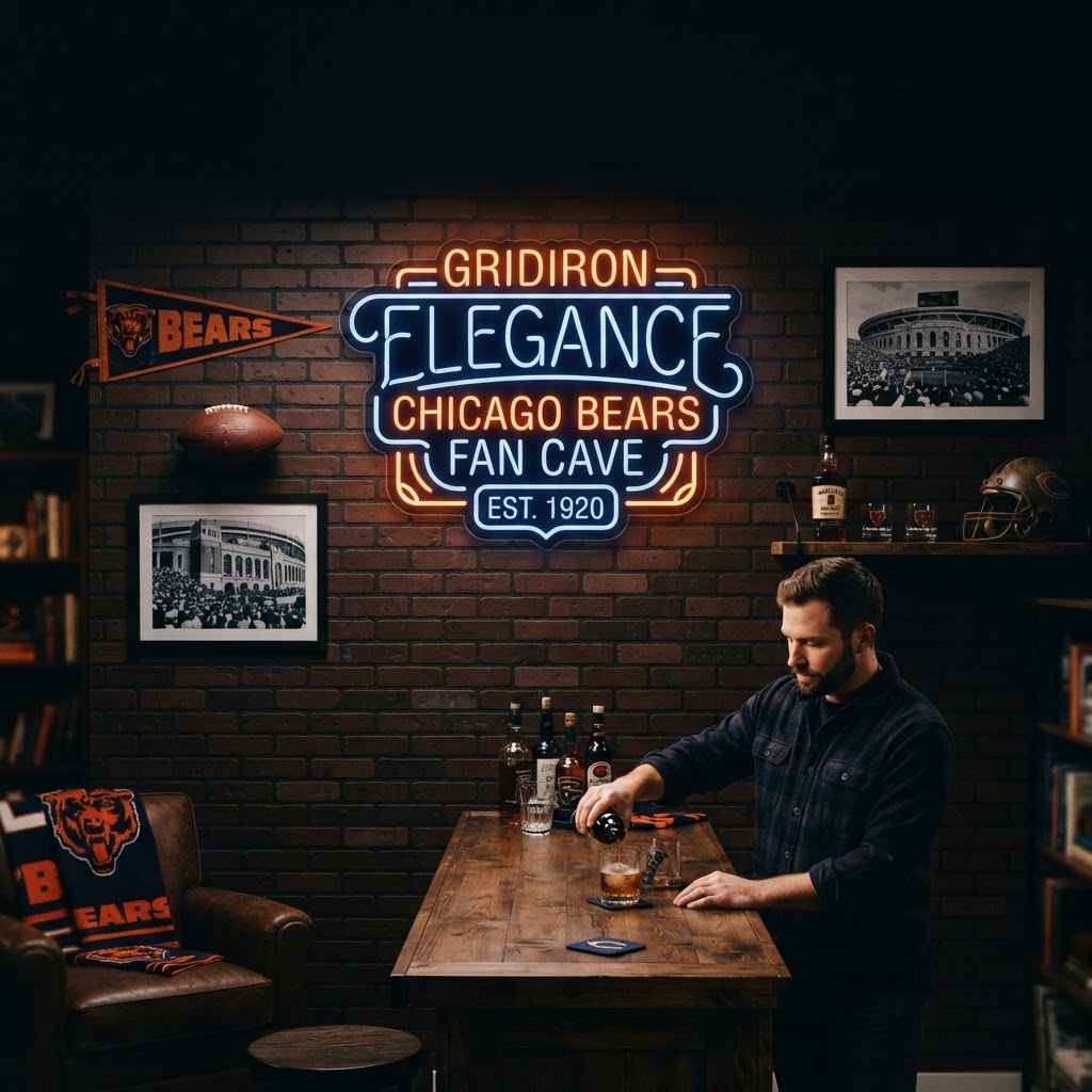 Level Up Your Chicago Bears Fan Cave with Custom Neon Signage