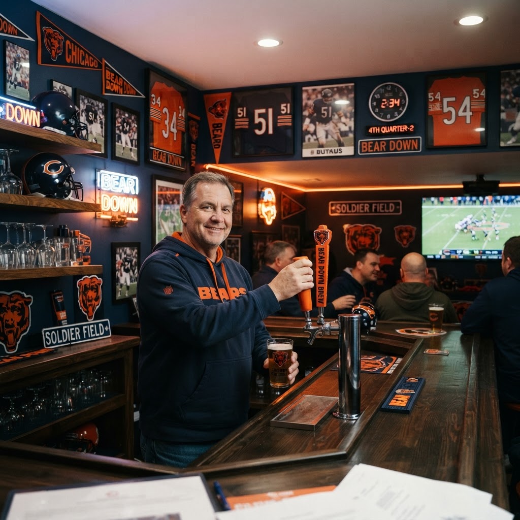 Beyond the Gridiron: Designing a Chicago Bears Themed Home Bar