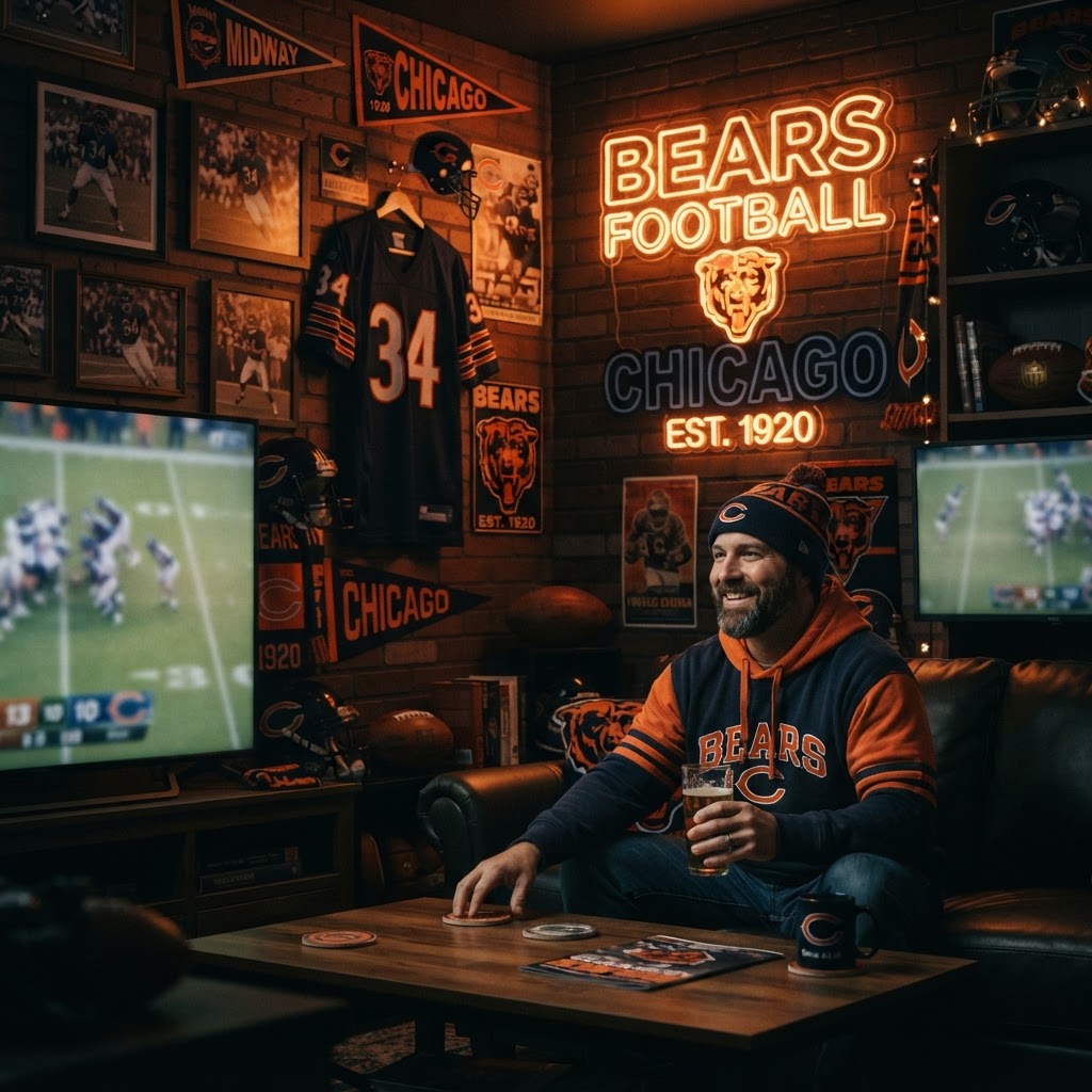 Gridiron Elegance: Elevating Your Chicago Bears Fan Cave with Custom Neon Signage