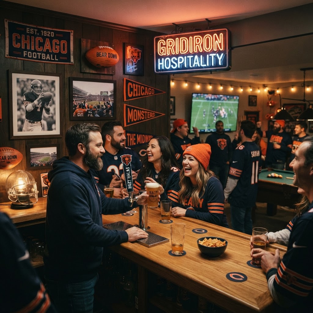 Gridiron Hospitality: Setting the Standard for a Chicago Bears Themed Home Bar