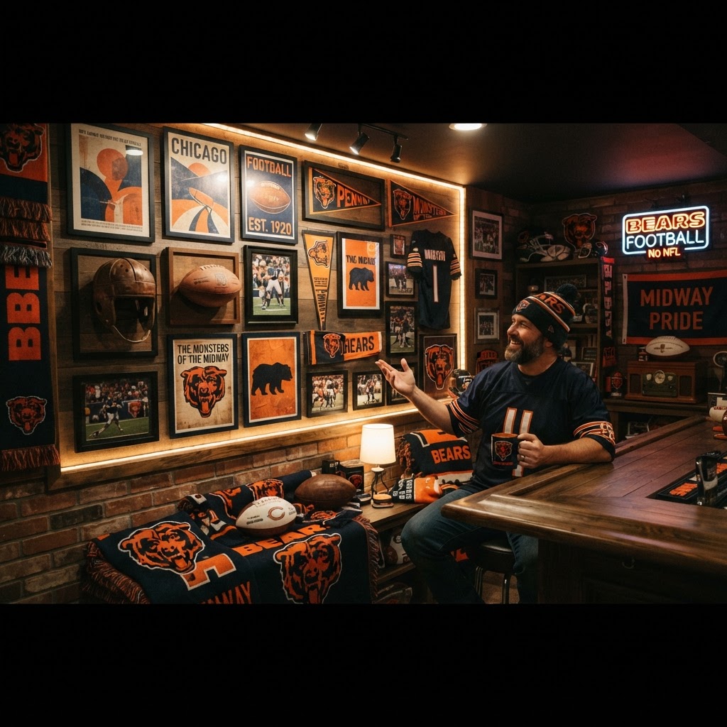 Gridiron Adornments: Mastering the Art of Chicago Bears Wall Art Displays