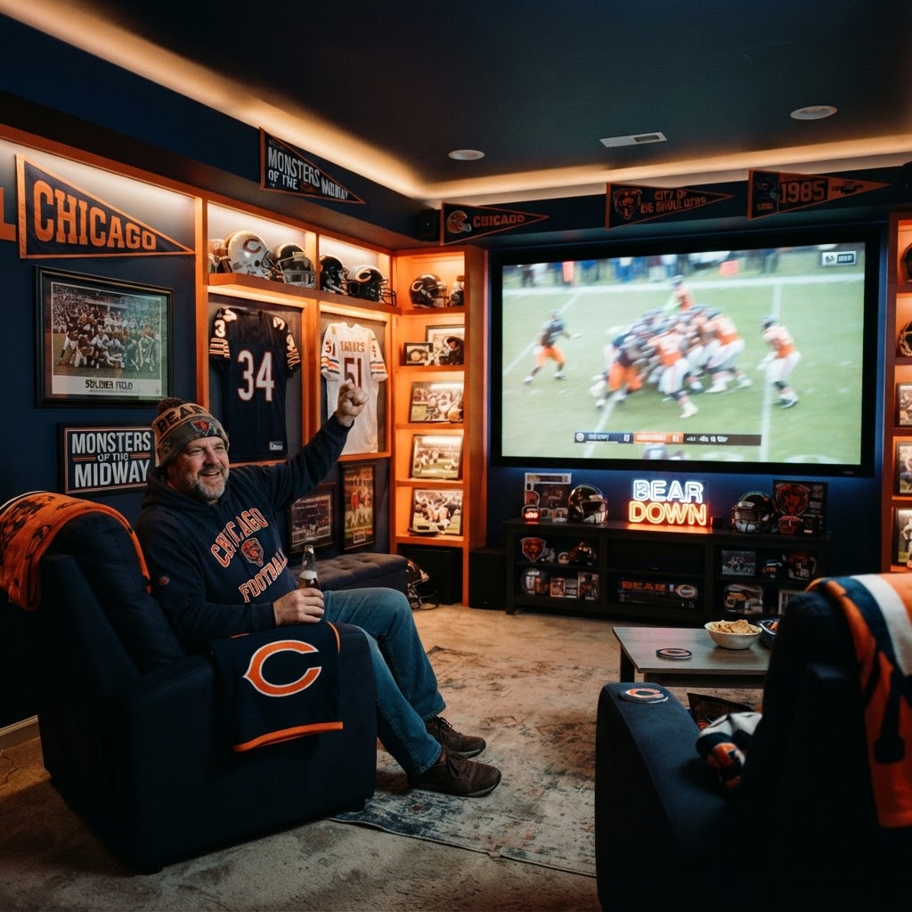Gridiron Ambiance: Designing the Ultimate Chicago Bears Basement Cinema Experience